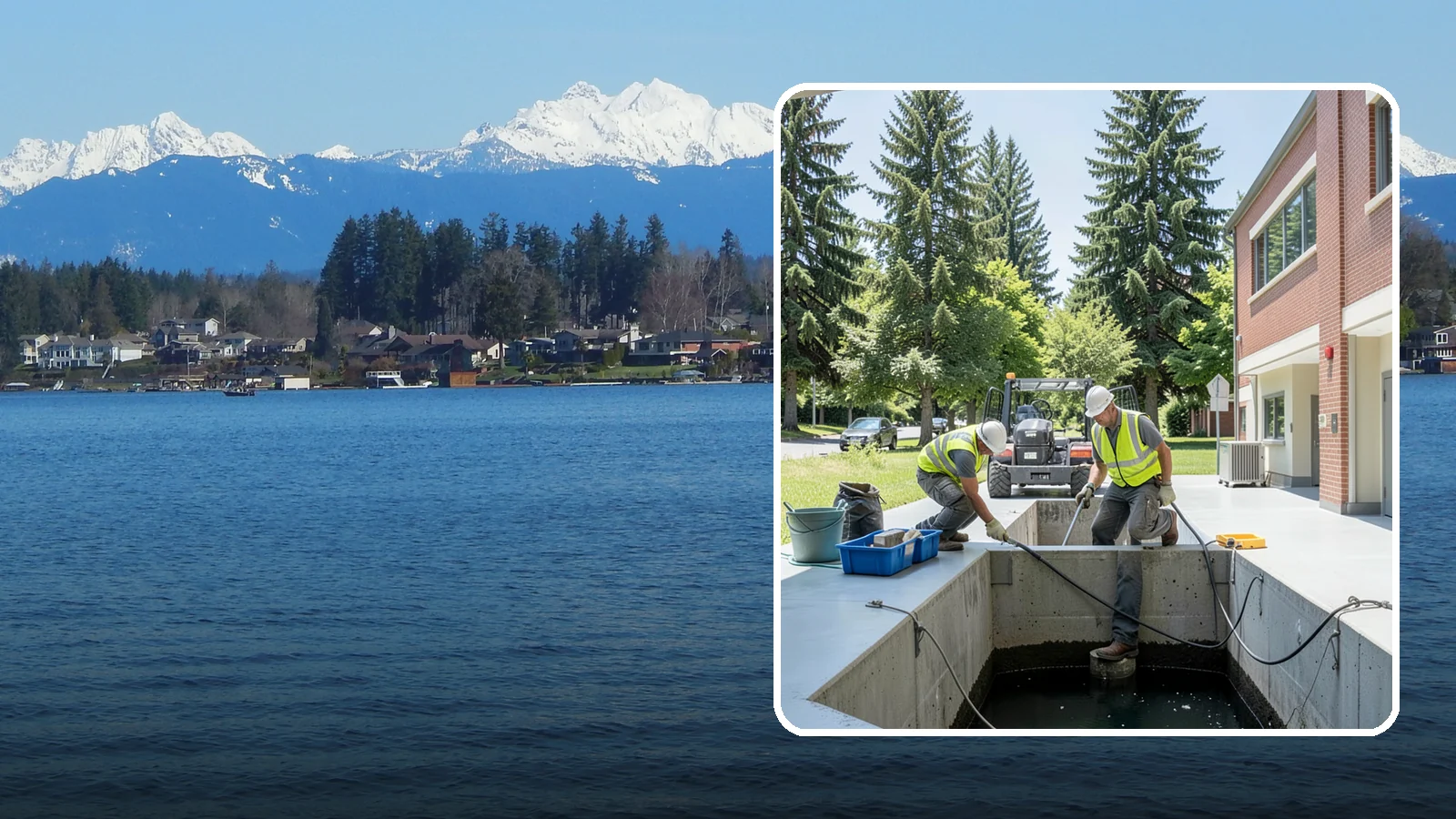 Water Quality Vault Cleaning in Lake Stevens, Snohomish County, WA - Confined-space cleaning of underground stormwater treatment vaults and their filter media.