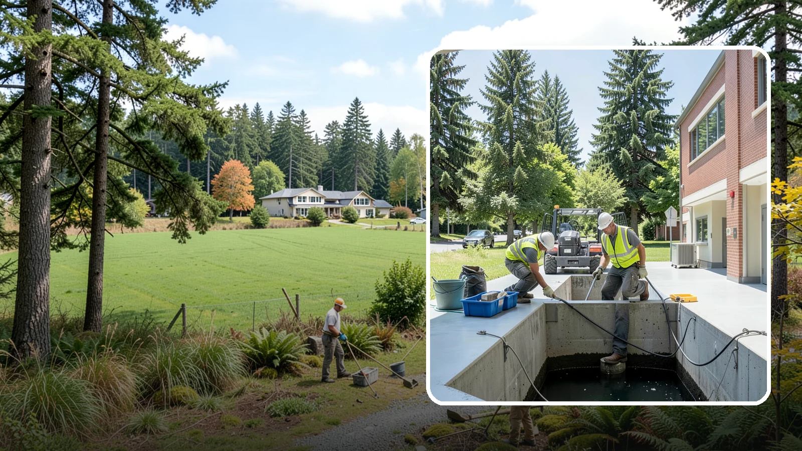 Water Quality Vault Cleaning in Lyman, Skagit County, WA - Confined-space cleaning of underground stormwater treatment vaults and their filter media.