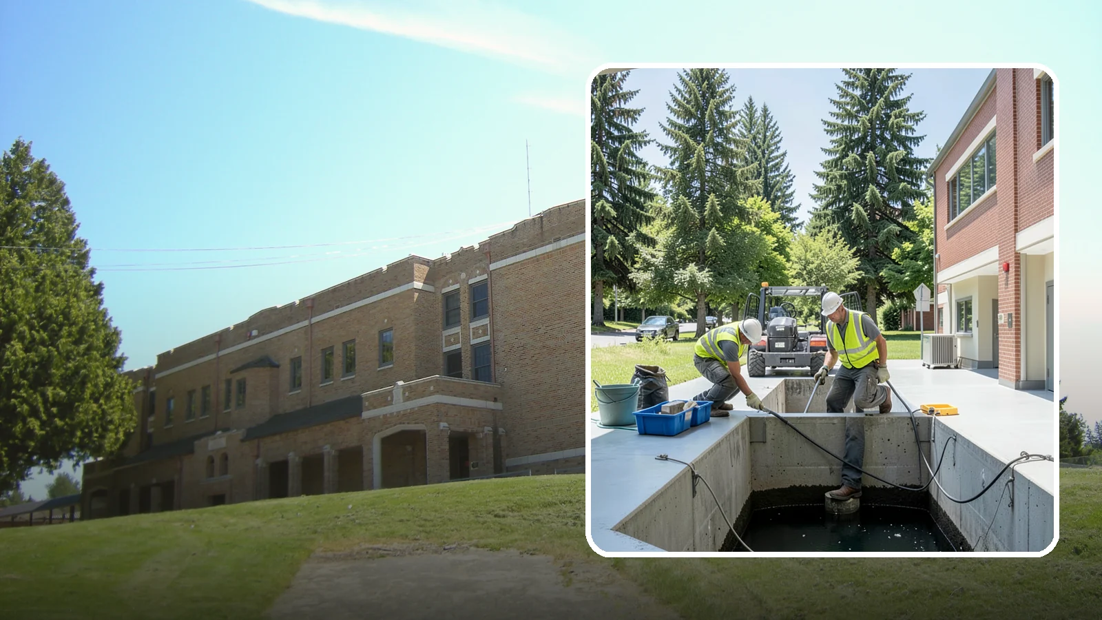 Water Quality Vault Cleaning in Maple Valley, King County, WA - Confined-space cleaning of underground stormwater treatment vaults and their filter media.