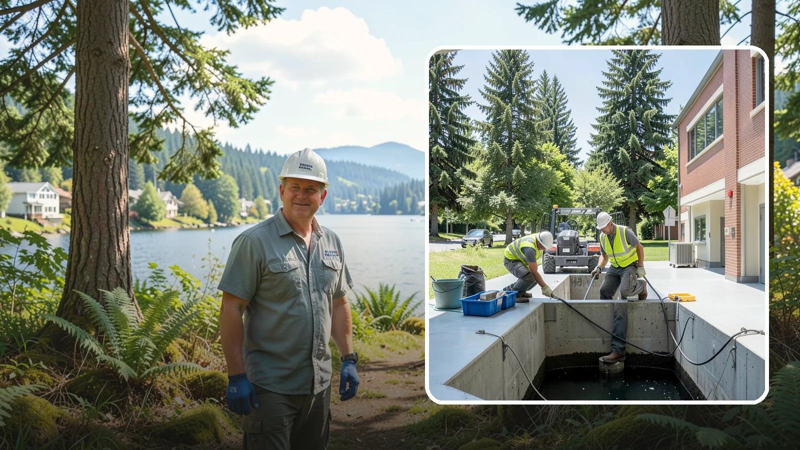 Water Quality Vault Cleaning in Milton, King County, WA - Confined-space cleaning of underground stormwater treatment vaults and their filter media.