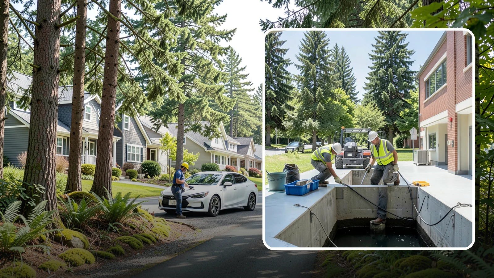Water Quality Vault Cleaning in Normandy Park, King County, WA - Confined-space cleaning of underground stormwater treatment vaults and their filter media.