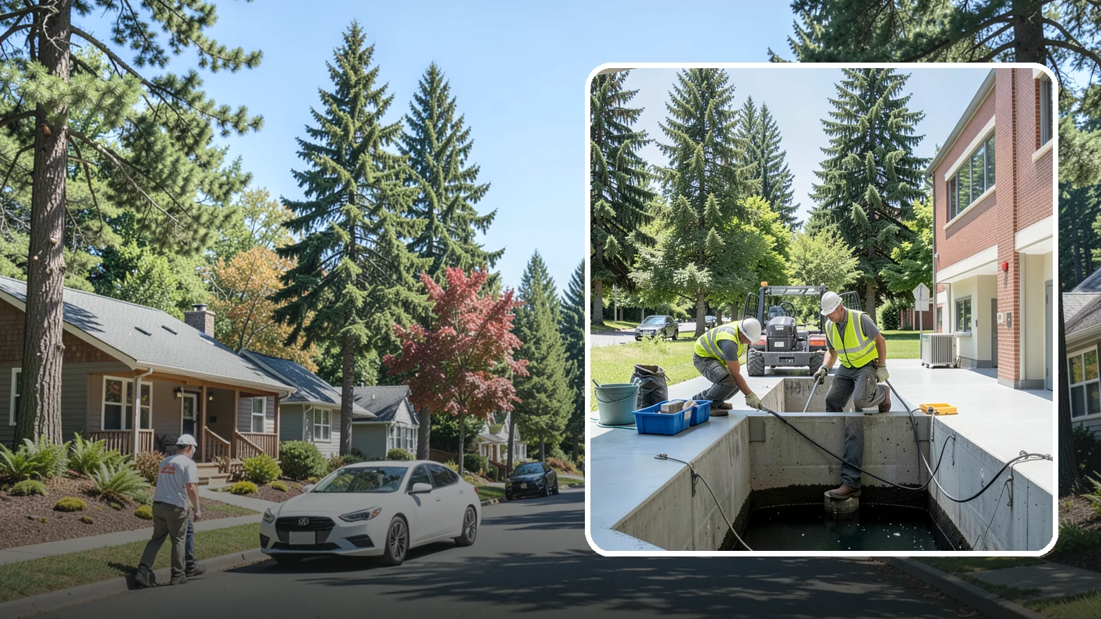 Water Quality Vault Cleaning in Orting, Pierce County, WA - Confined-space cleaning of underground stormwater treatment vaults and their filter media.