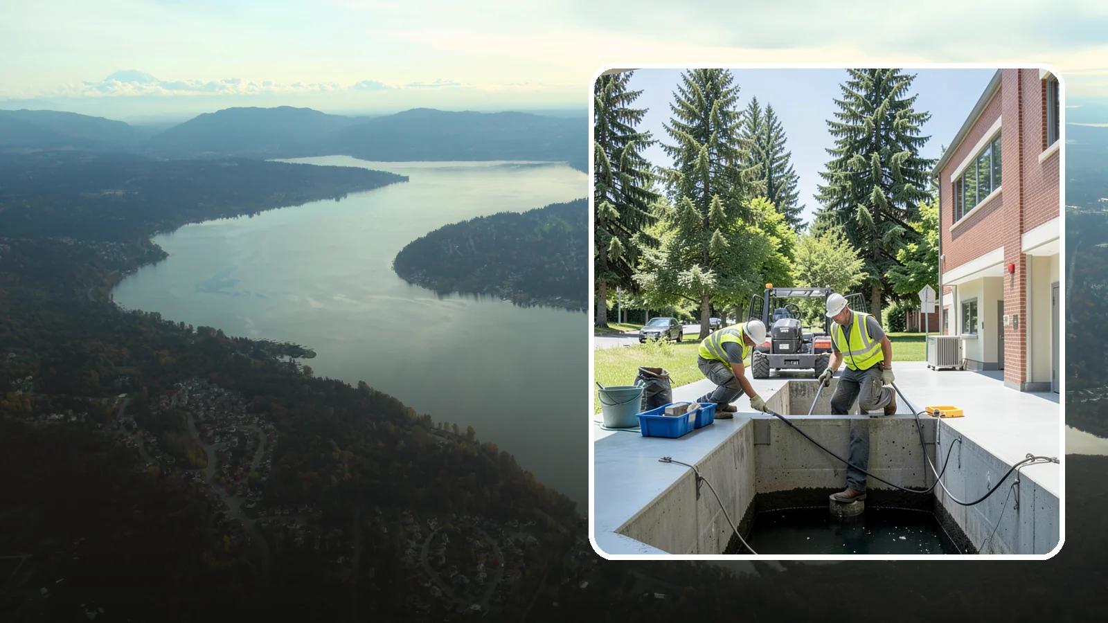 Water Quality Vault Cleaning in Sammamish, King County, WA - Confined-space cleaning of underground stormwater treatment vaults and their filter media.