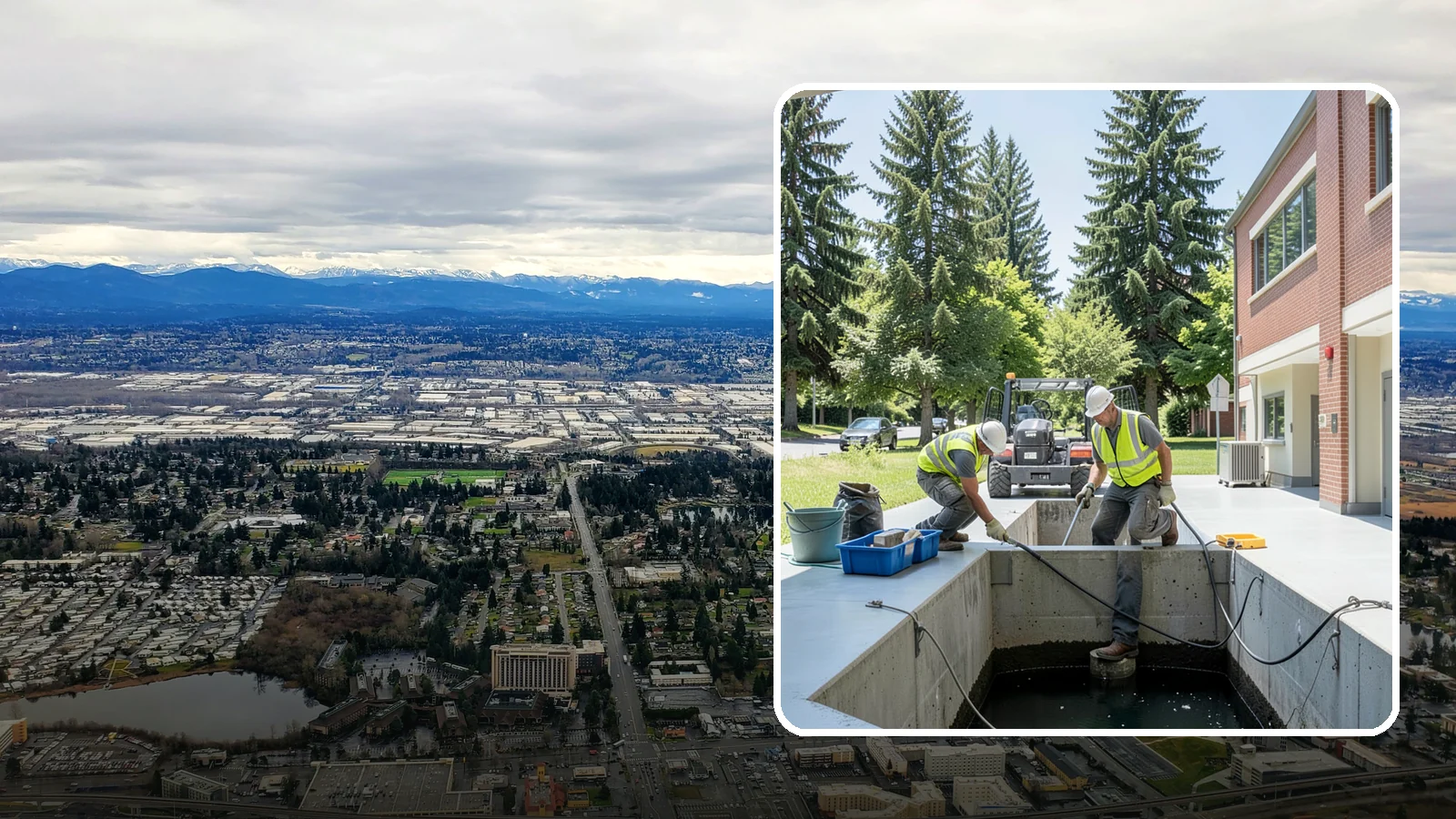 Water Quality Vault Cleaning in SeaTac, King County, WA - Confined-space cleaning of underground stormwater treatment vaults and their filter media.