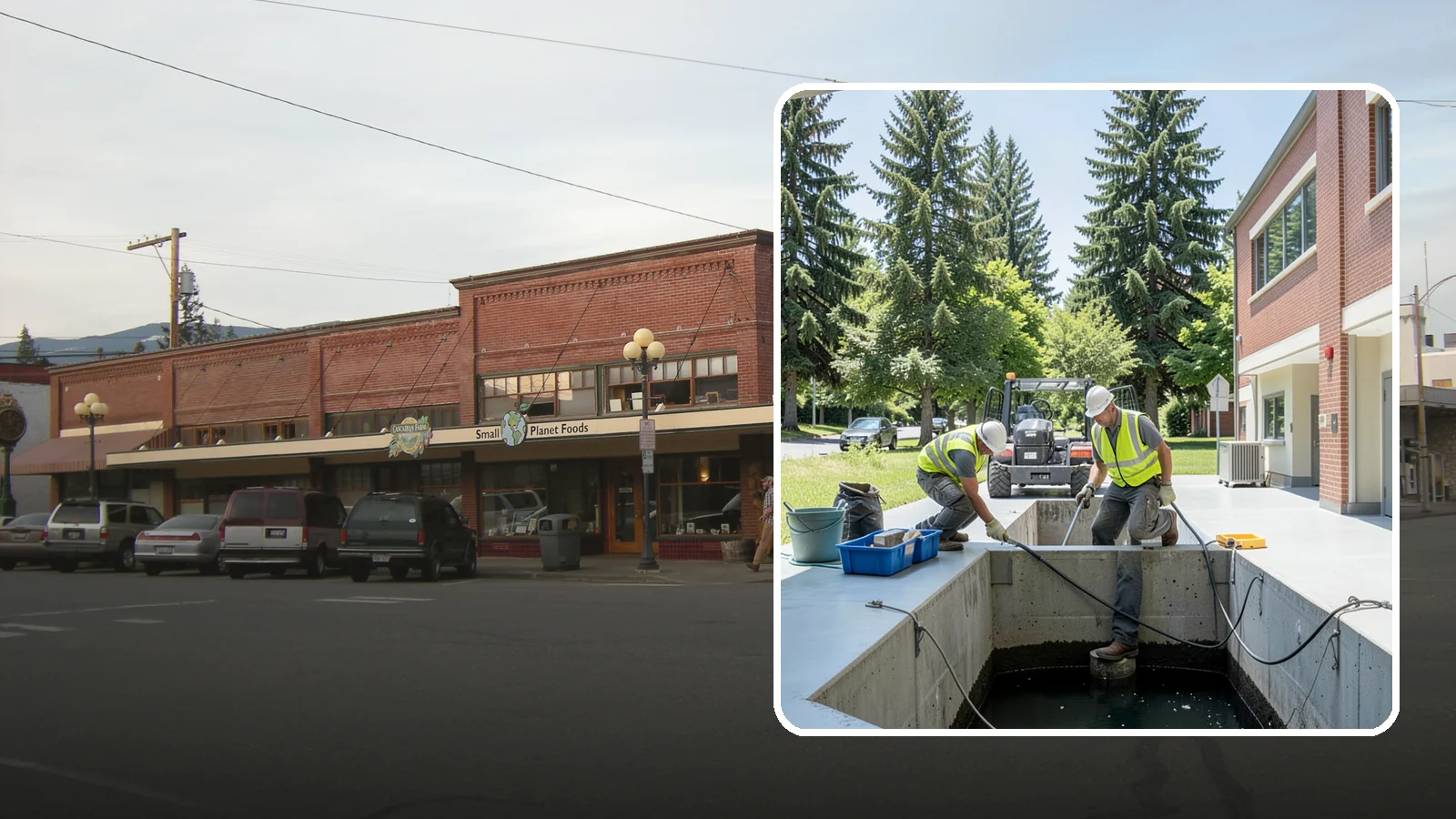 Water Quality Vault Cleaning in Sedro-Woolley, Skagit County, WA - Confined-space cleaning of underground stormwater treatment vaults and their filter media.
