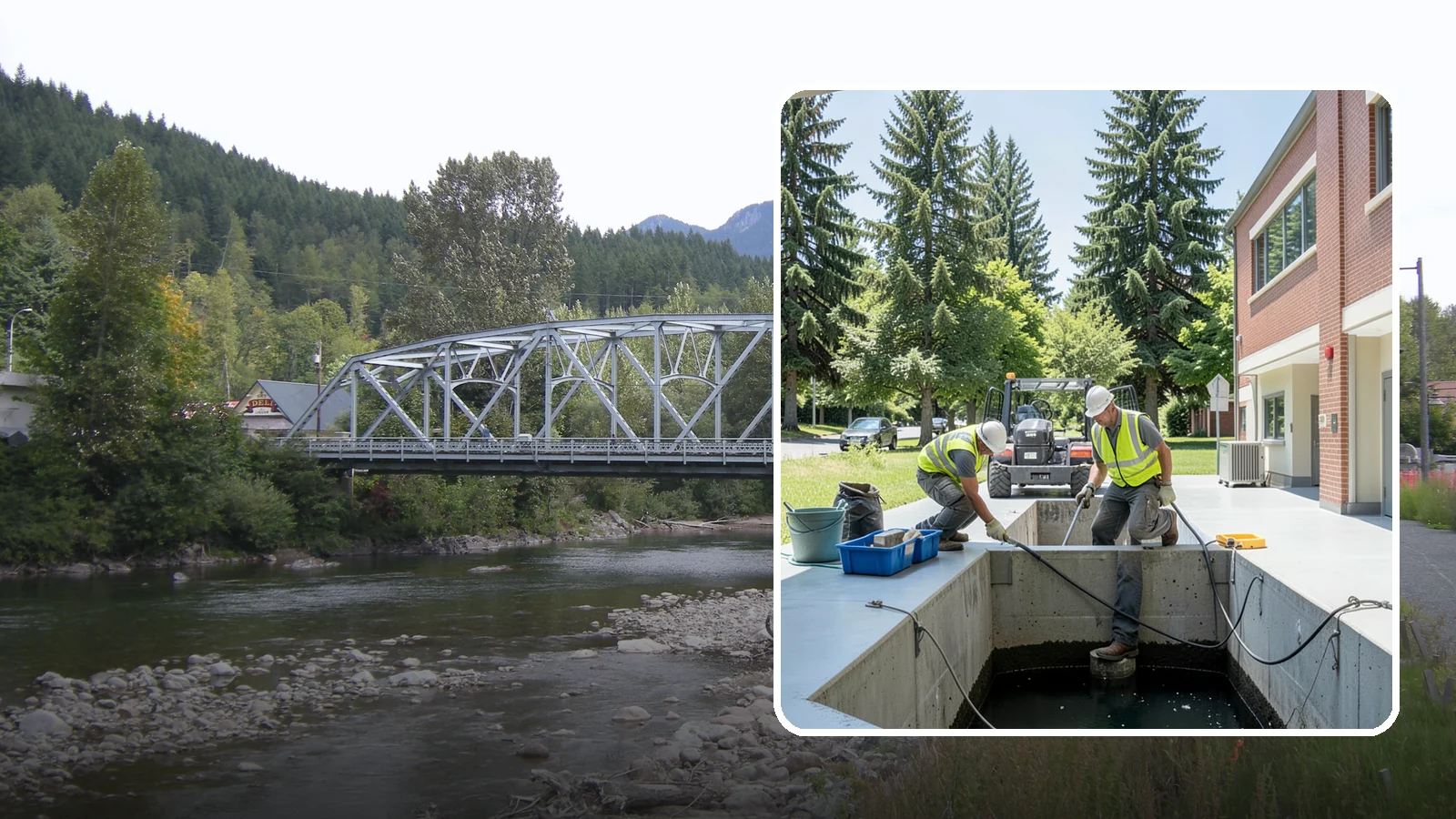 Water Quality Vault Cleaning in Skykomish, King County, WA - Confined-space cleaning of underground stormwater treatment vaults and their filter media.