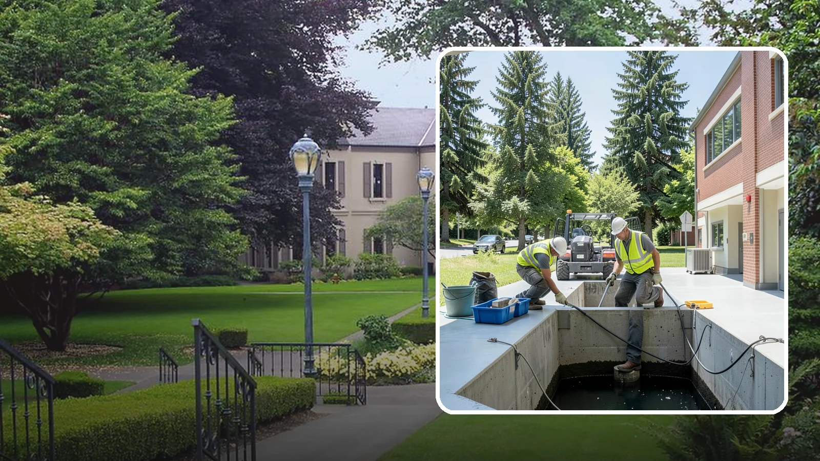 Water Quality Vault Cleaning in Woodinville, King County, WA - Confined-space cleaning of underground stormwater treatment vaults and their filter media.