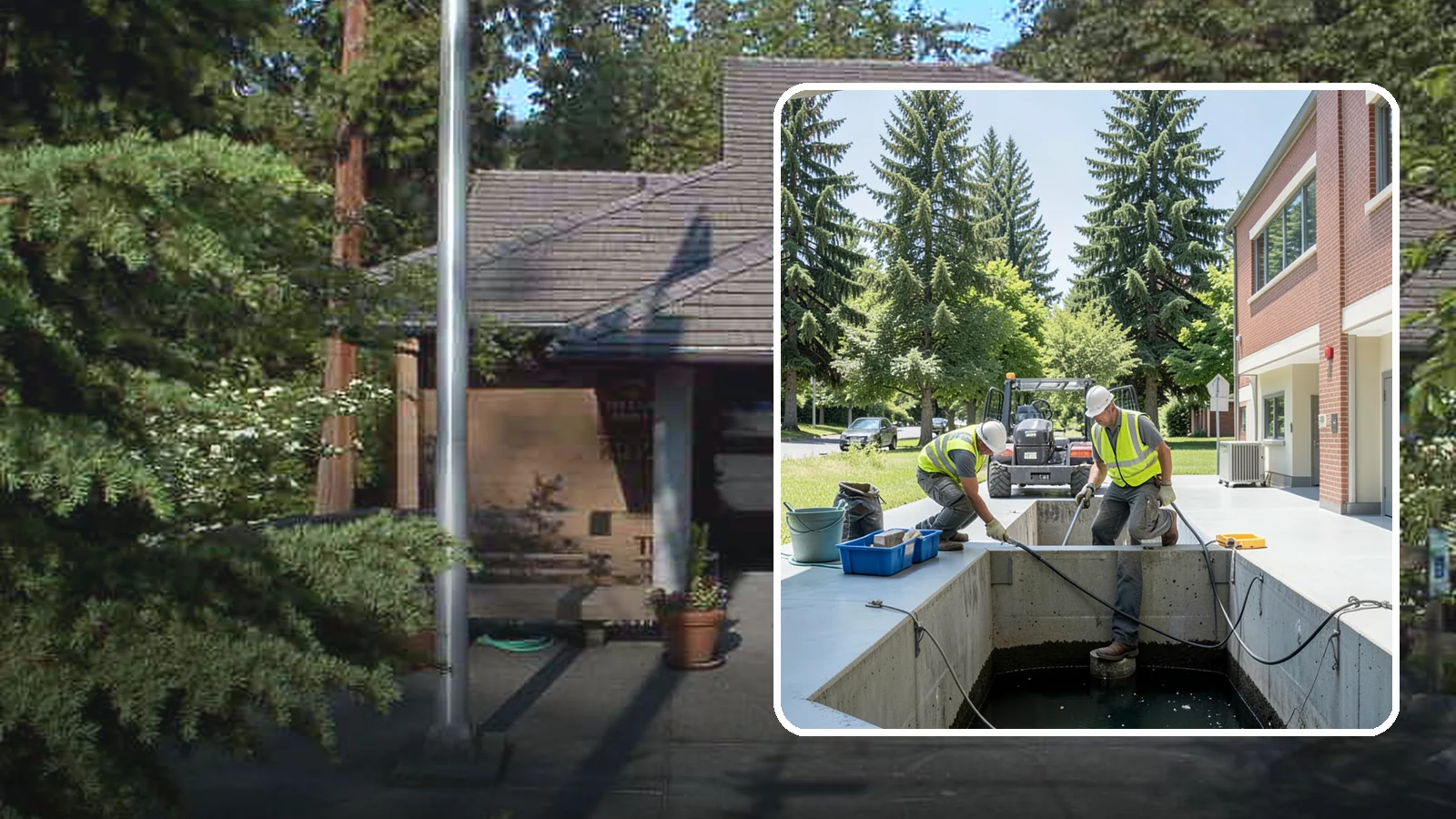 Water Quality Vault Cleaning in Yarrow Point, King County, WA - Confined-space cleaning of underground stormwater treatment vaults and their filter media.