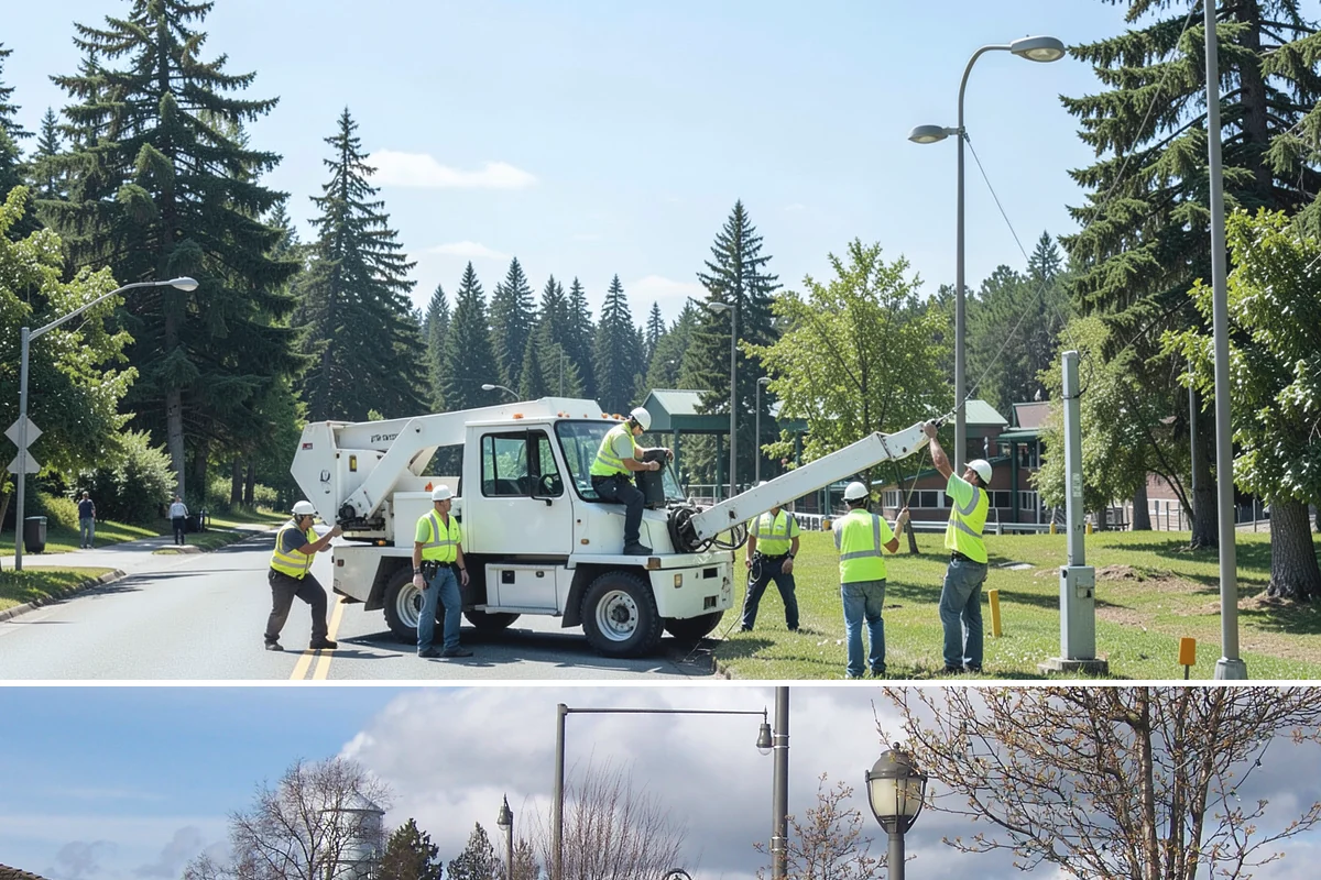 Wayfinding Signs in Marysville, Snohomish County, WA - Urban wayfinding installs run year-round, with downtown work often scheduled outside peak retail and event seasons to limit...