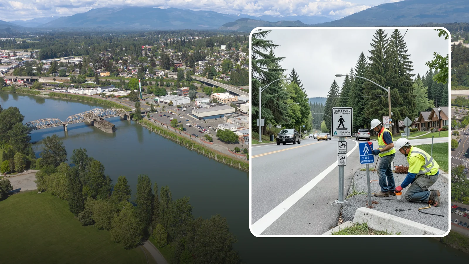 Wayfinding Signs in Mount Vernon, Skagit County, WA - We install pedestrian and vehicular wayfinding signage that guides visitors to civic destinations and districts.
