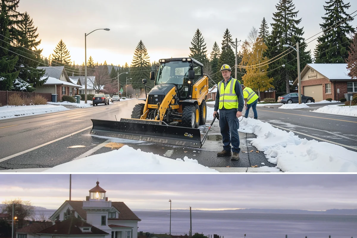 Wayfinding Signs in Mukilteo, Snohomish County, WA - Urban wayfinding installs run year-round, with downtown work often scheduled outside peak retail and event seasons to limit...