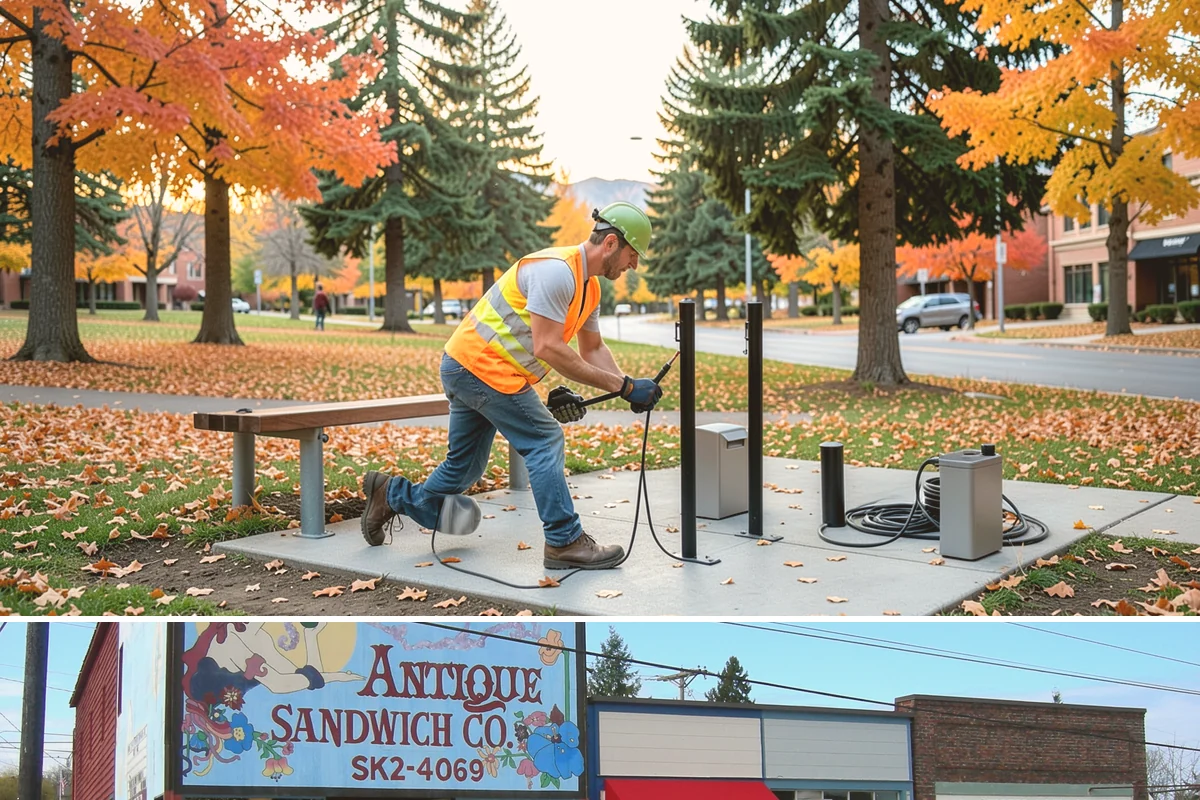 Wayfinding Signs in Ruston, Pierce County, WA - Urban wayfinding installs run year-round, with downtown work often scheduled outside peak retail and event seasons to limit...