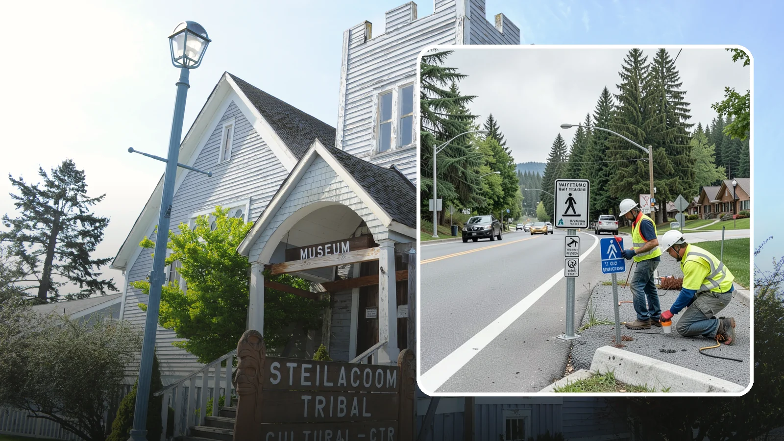 Wayfinding Signs in Steilacoom, Pierce County, WA - We install pedestrian and vehicular wayfinding signage that guides visitors to civic destinations and districts.