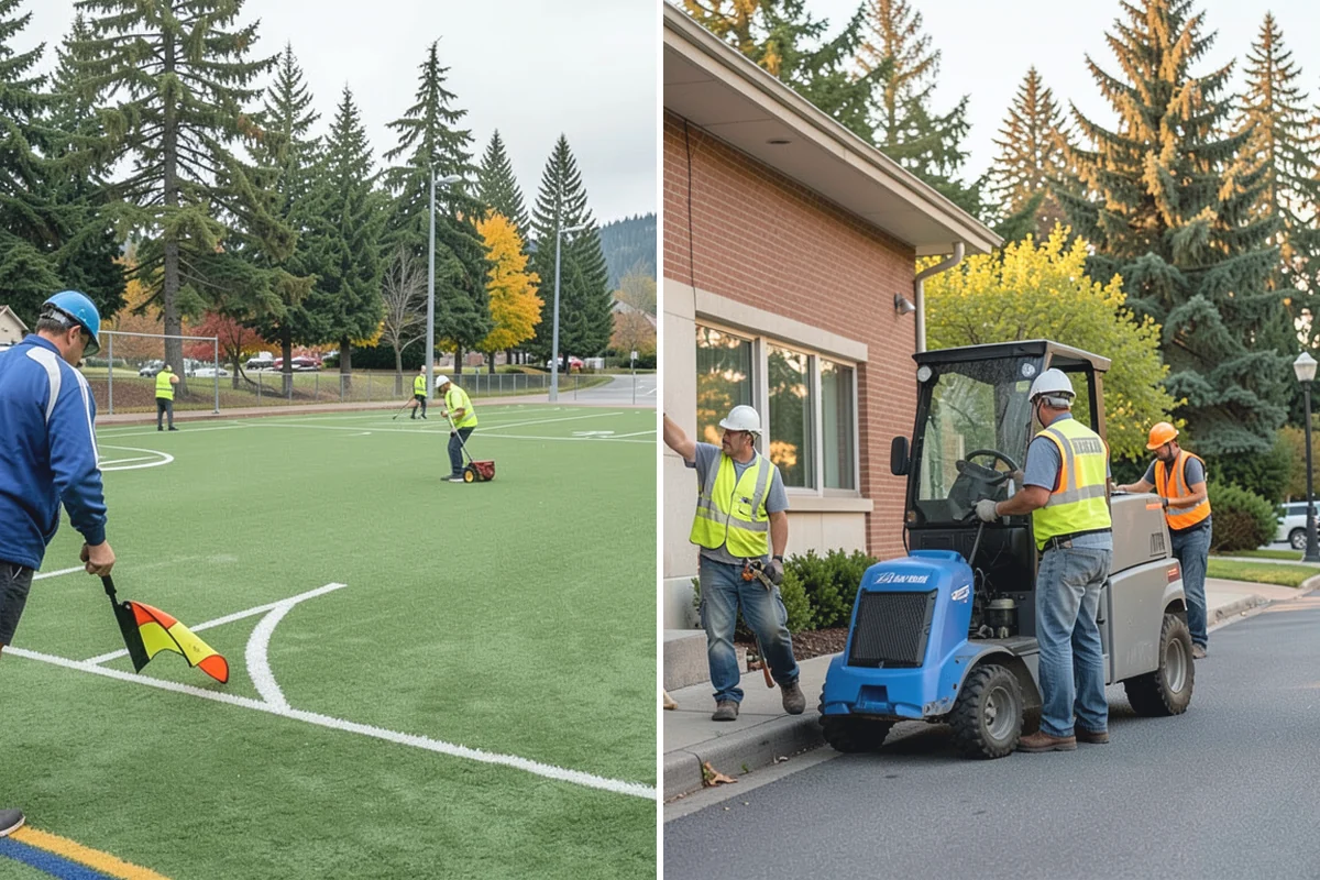 Wheel Stop Installation in Bonney Lake, Pierce County, WA - Confirm the striping plan and stall layout