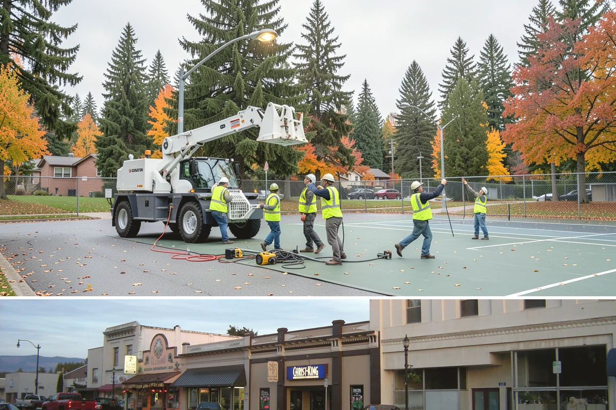 Wheel Stop Installation in Burlington, Skagit County, WA - Wheel stops install in nearly any weather and are commonly bundled with summer restriping and resurfacing work.