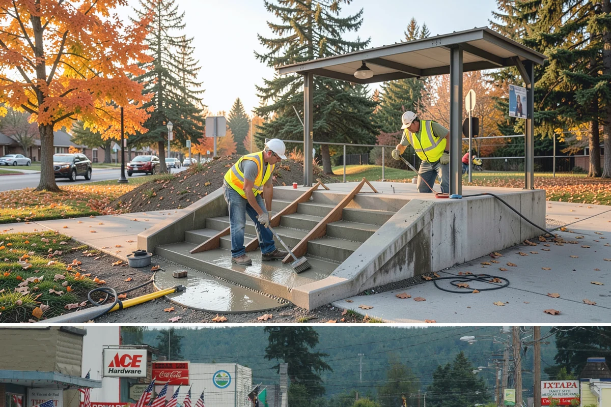 Wheel Stop Installation in Carnation, King County, WA - Wheel stops install in nearly any weather and are commonly bundled with summer restriping and resurfacing work.