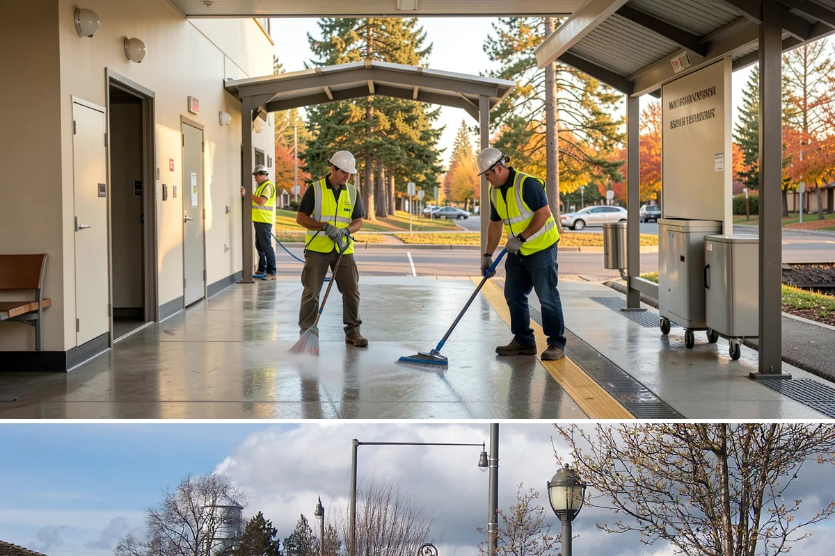 Wheel Stop Installation in Marysville, Snohomish County, WA - Wheel stops install in nearly any weather and are commonly bundled with summer restriping and resurfacing work.