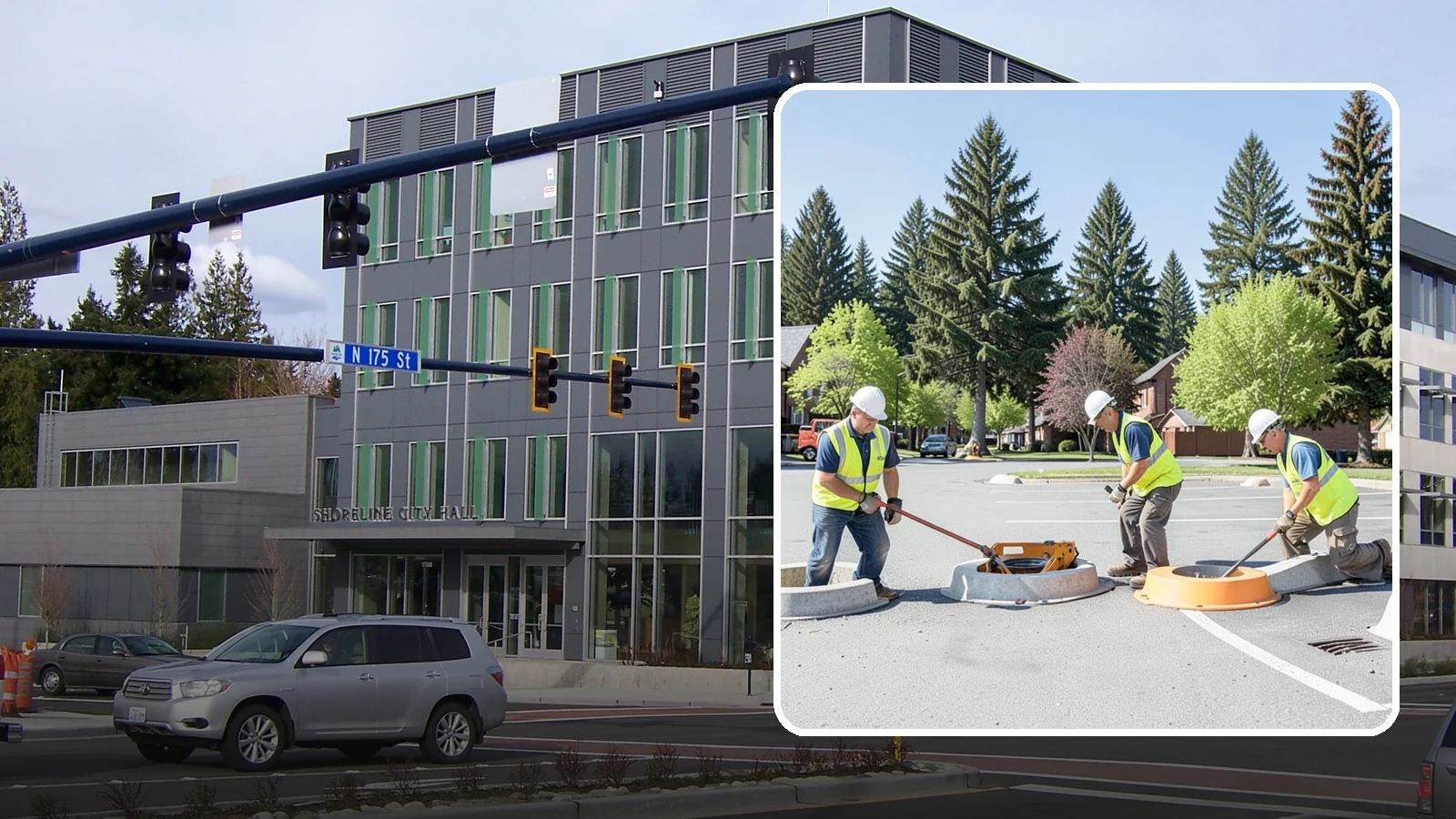 Wheel Stop Installation in Shoreline, King County, WA - Precast and cast-in-place wheel stops that define parking stalls and protect curbs, walls, and landscaping.