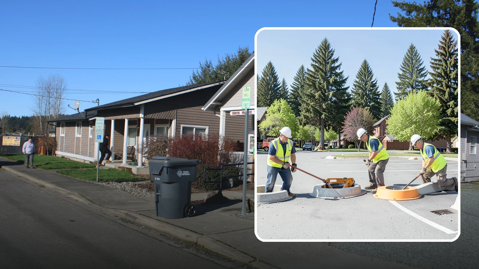 Wheel Stop Installation in South Prairie, Pierce County, WA - Precast and cast-in-place wheel stops that define parking stalls and protect curbs, walls, and landscaping.