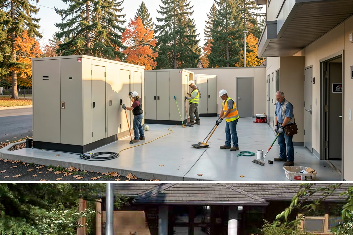 Wheel Stop Installation in Yarrow Point, King County, WA - Wheel stops install in nearly any weather and are commonly bundled with summer restriping and resurfacing work.