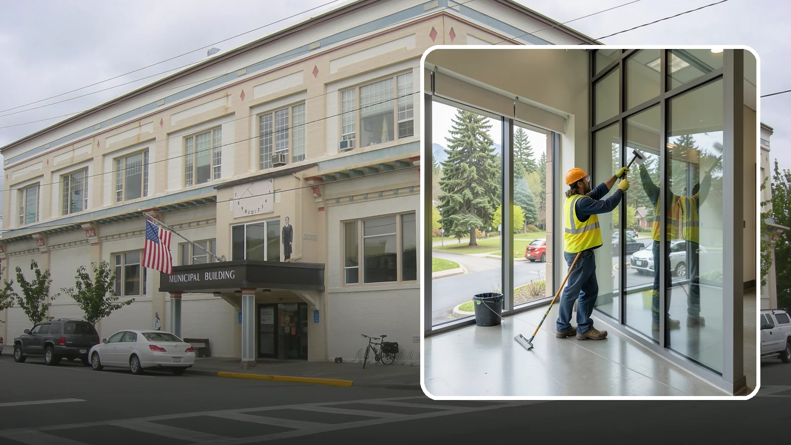 Window Cleaning in Anacortes, Skagit County, WA - Exterior window cleaning that maintains clear, presentable glass at public facilities.