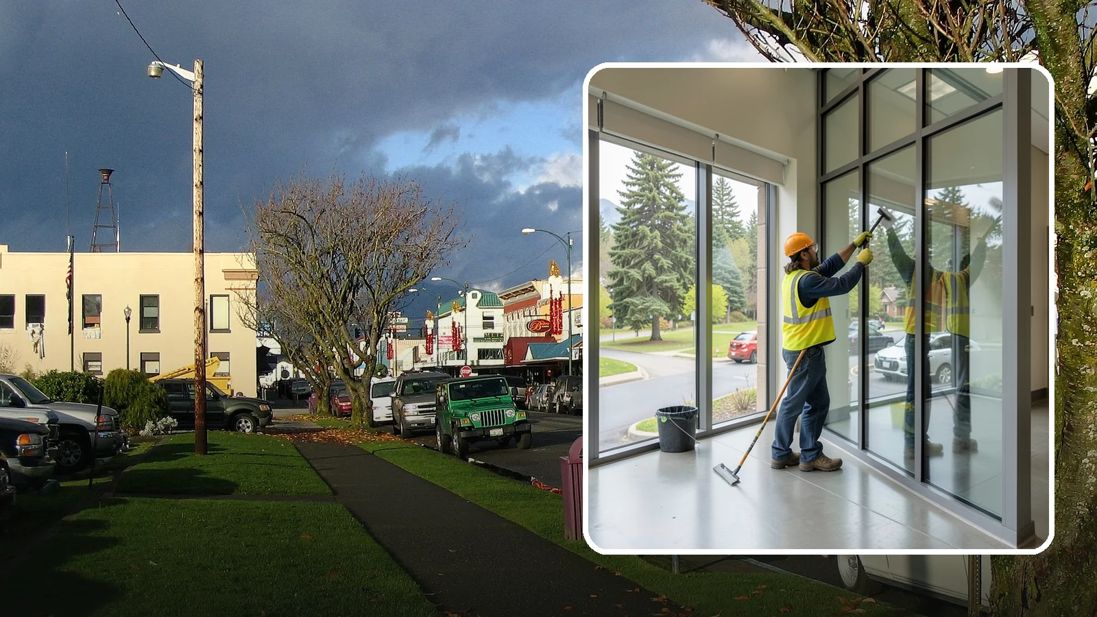 Window Cleaning in Arlington, Snohomish County, WA - Exterior window cleaning that maintains clear, presentable glass at public facilities.