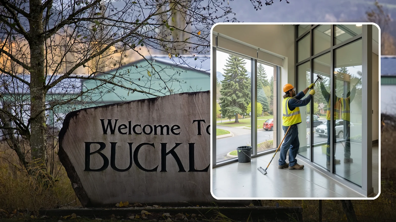 Window Cleaning in Buckley, Pierce County, WA - Exterior window cleaning that maintains clear, presentable glass at public facilities.