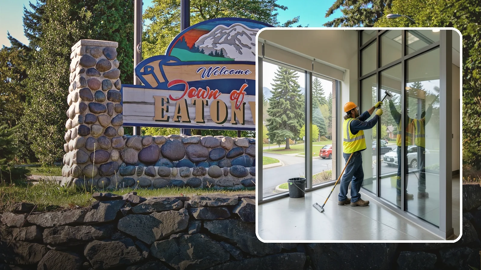 Window Cleaning in Eatonville, Pierce County, WA - Exterior window cleaning that maintains clear, presentable glass at public facilities.