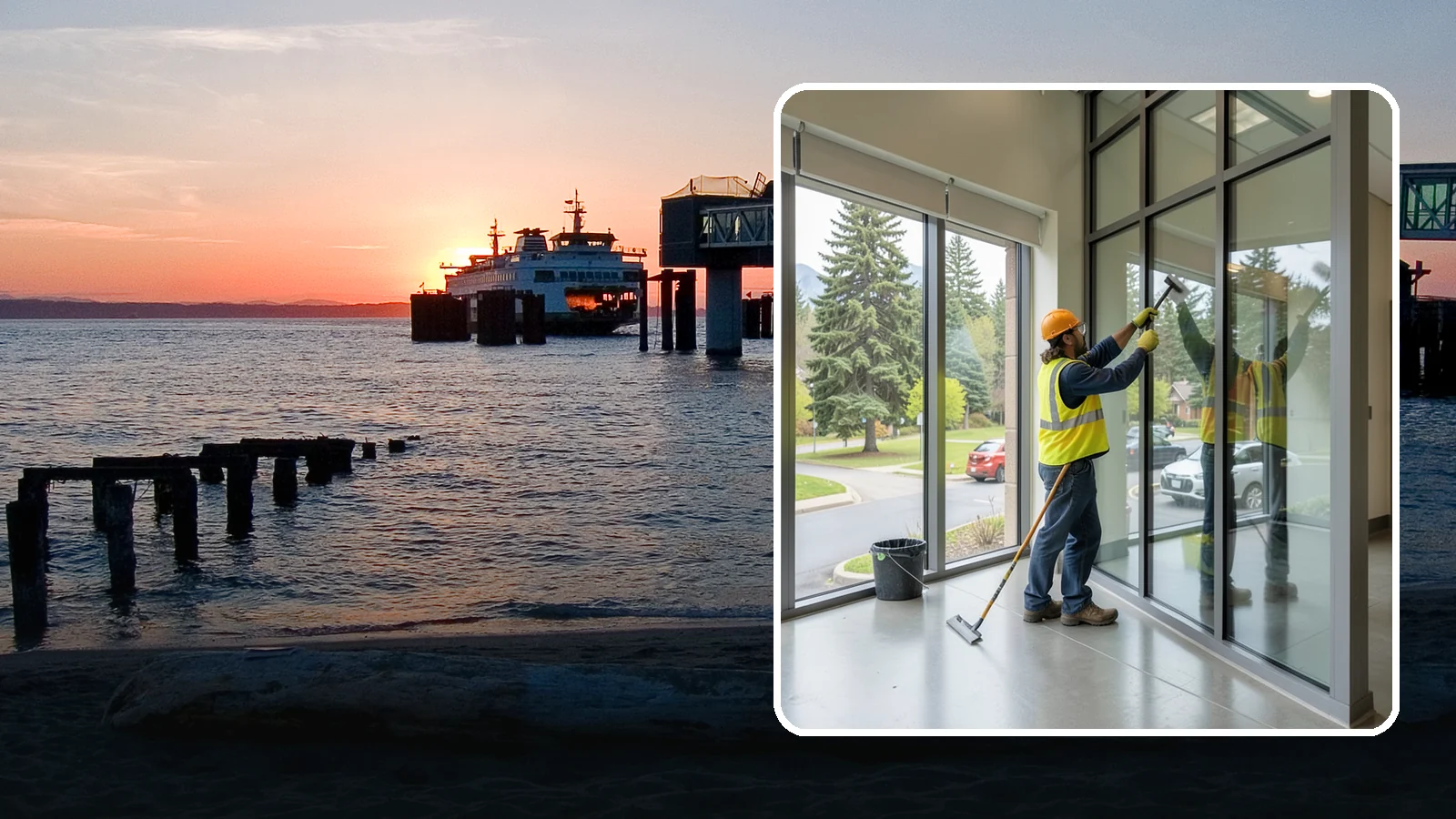 Window Cleaning in Edmonds, Snohomish County, WA - Exterior window cleaning that maintains clear, presentable glass at public facilities.