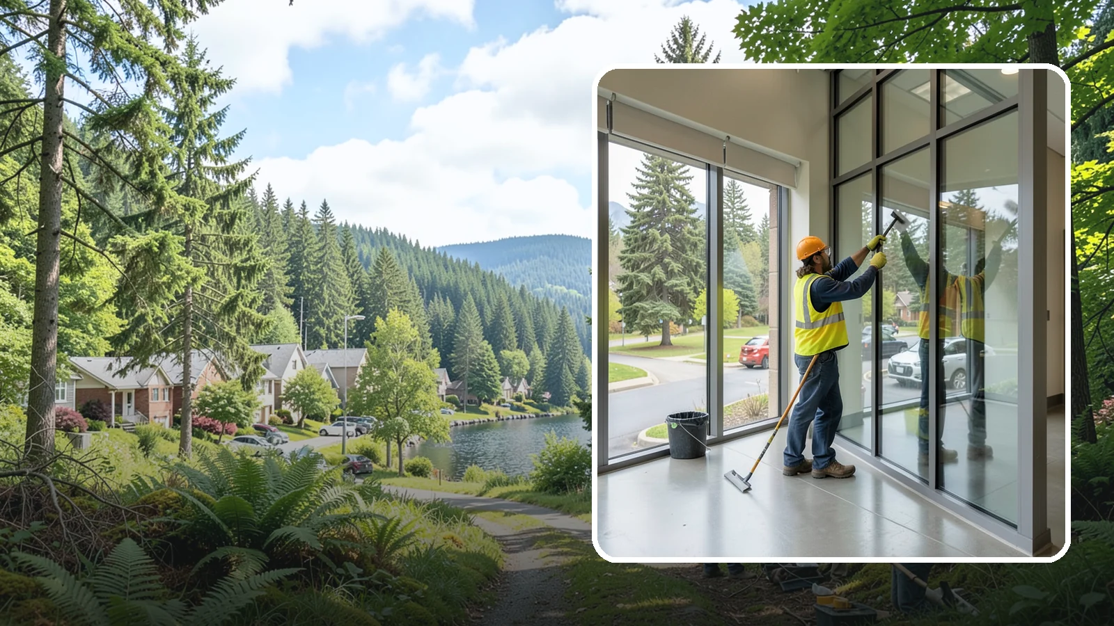 Window Cleaning in Lake Forest Park, King County, WA - Exterior window cleaning that maintains clear, presentable glass at public facilities.