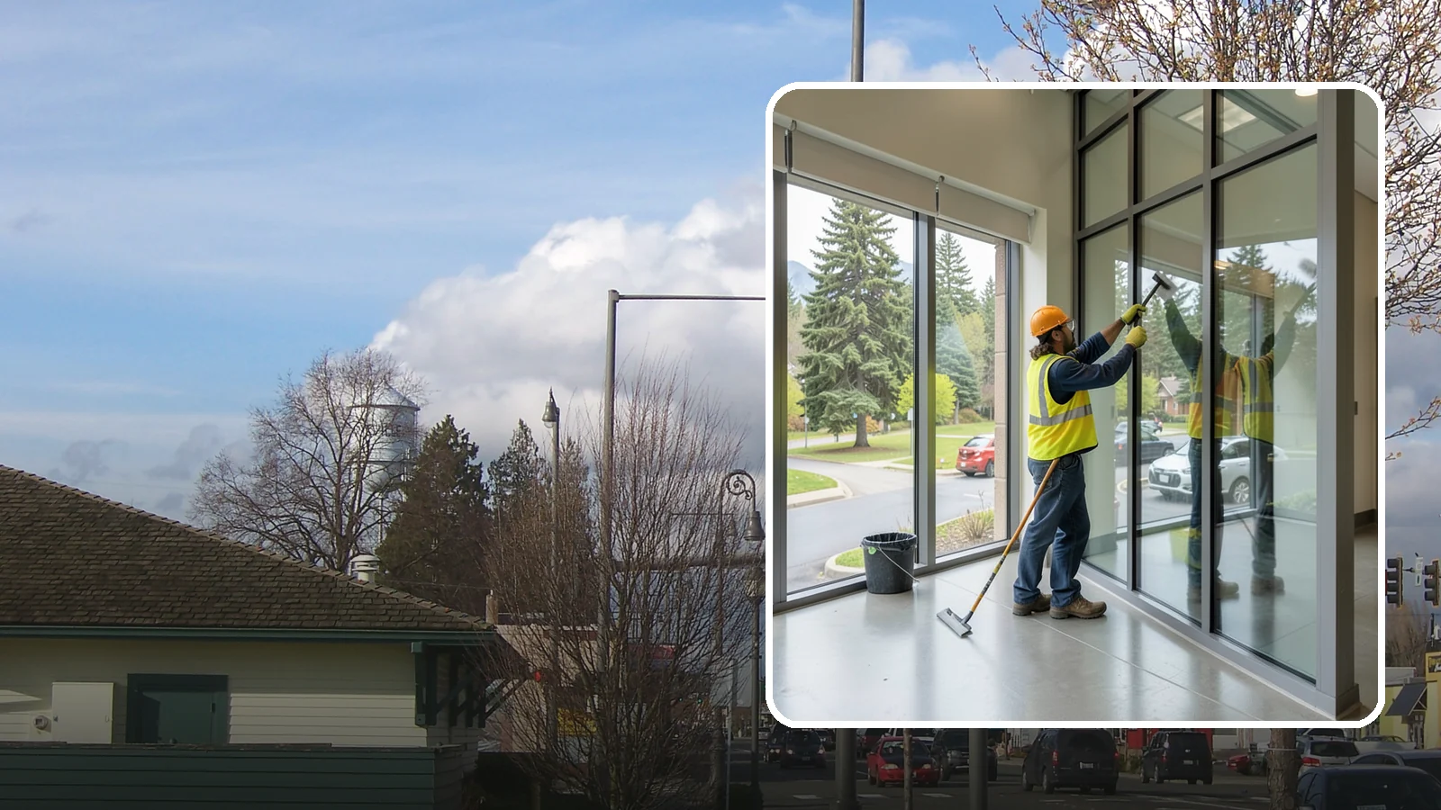 Window Cleaning in Marysville, Snohomish County, WA - Exterior window cleaning that maintains clear, presentable glass at public facilities.