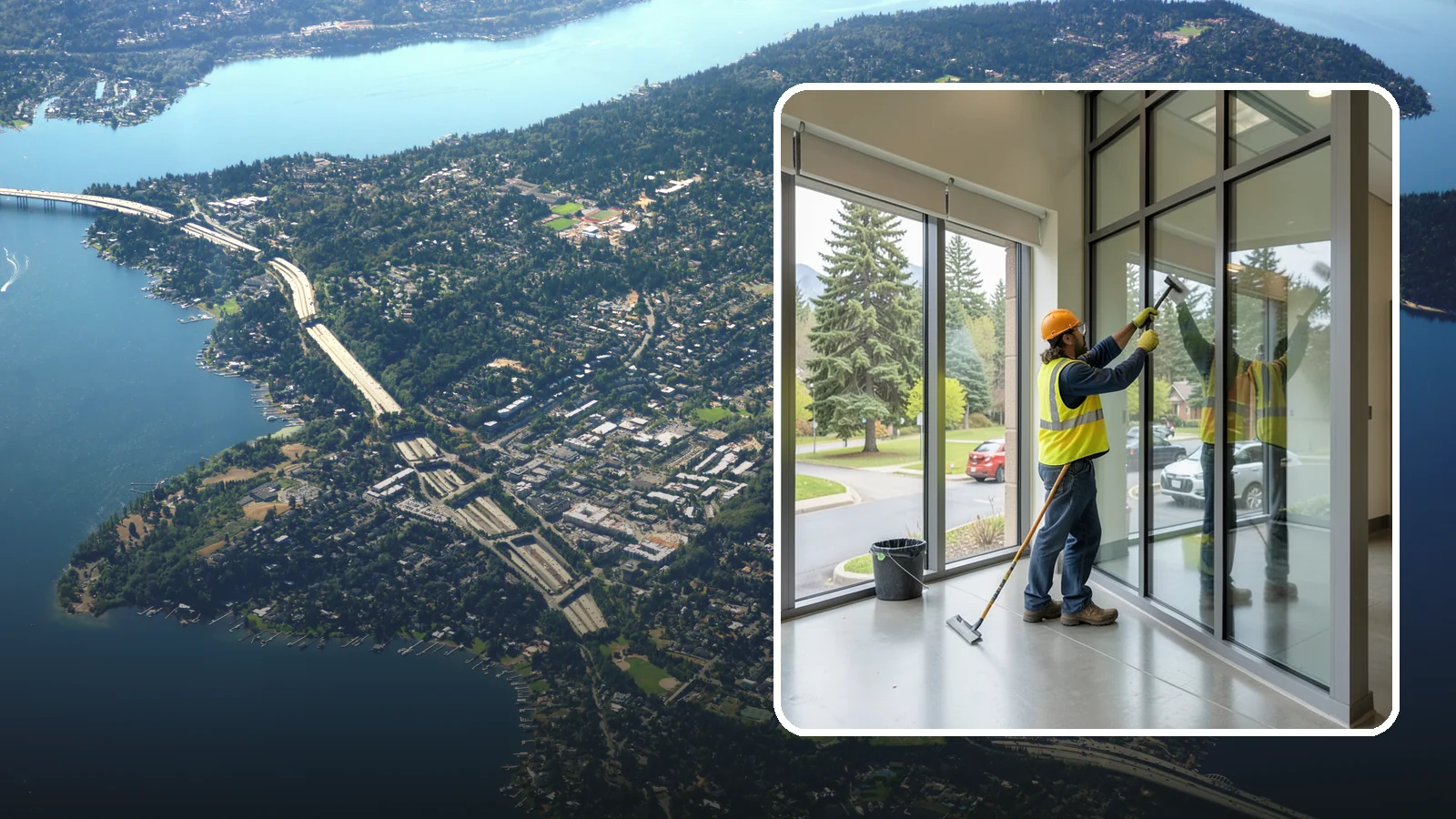 Window Cleaning in Mercer Island, King County, WA - Exterior window cleaning that maintains clear, presentable glass at public facilities.