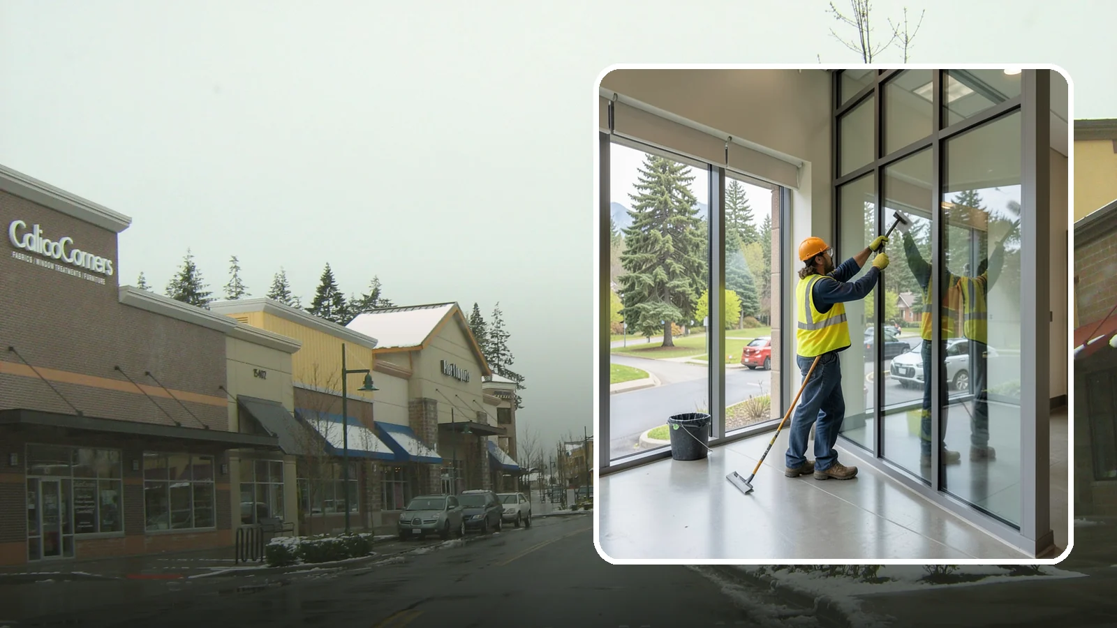 Window Cleaning in Mill Creek, Snohomish County, WA - Exterior window cleaning that maintains clear, presentable glass at public facilities.