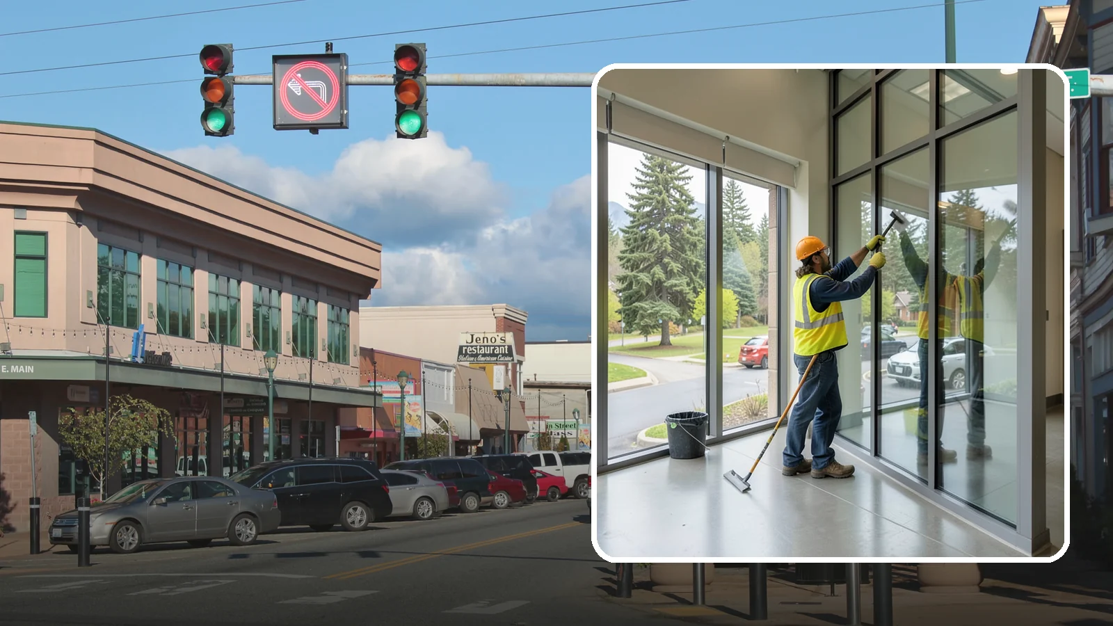 Window Cleaning in Monroe, Snohomish County, WA - Exterior window cleaning that maintains clear, presentable glass at public facilities.