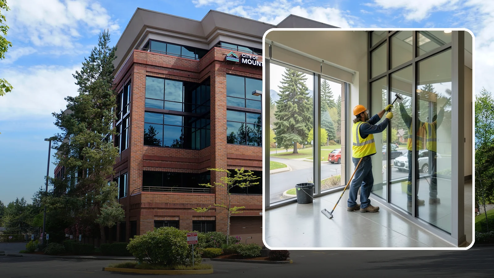 Window Cleaning in Mountlake Terrace, Snohomish County, WA - Exterior window cleaning that maintains clear, presentable glass at public facilities.