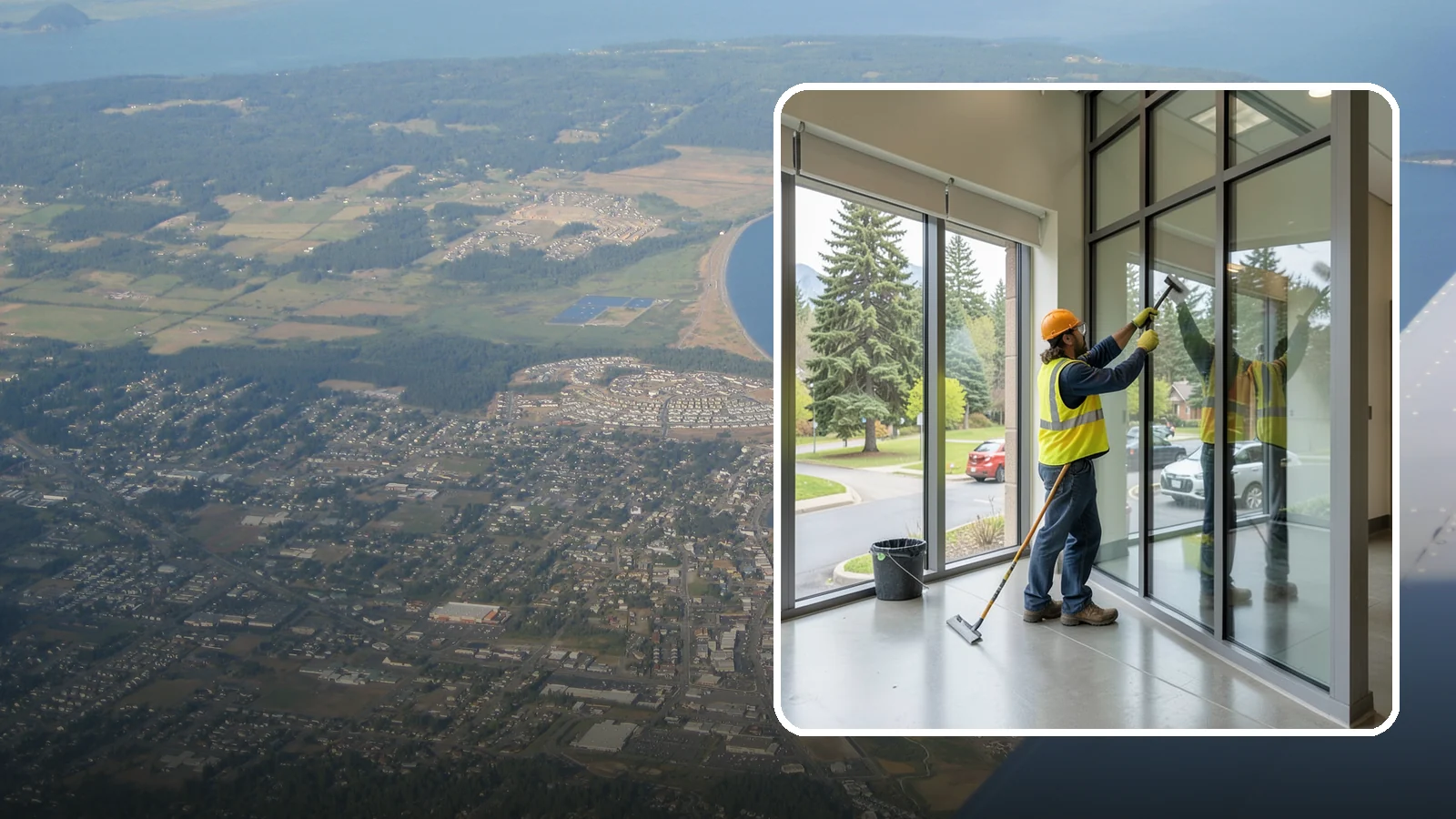 Window Cleaning in Oak Harbor, Island County, WA - Exterior window cleaning that maintains clear, presentable glass at public facilities.