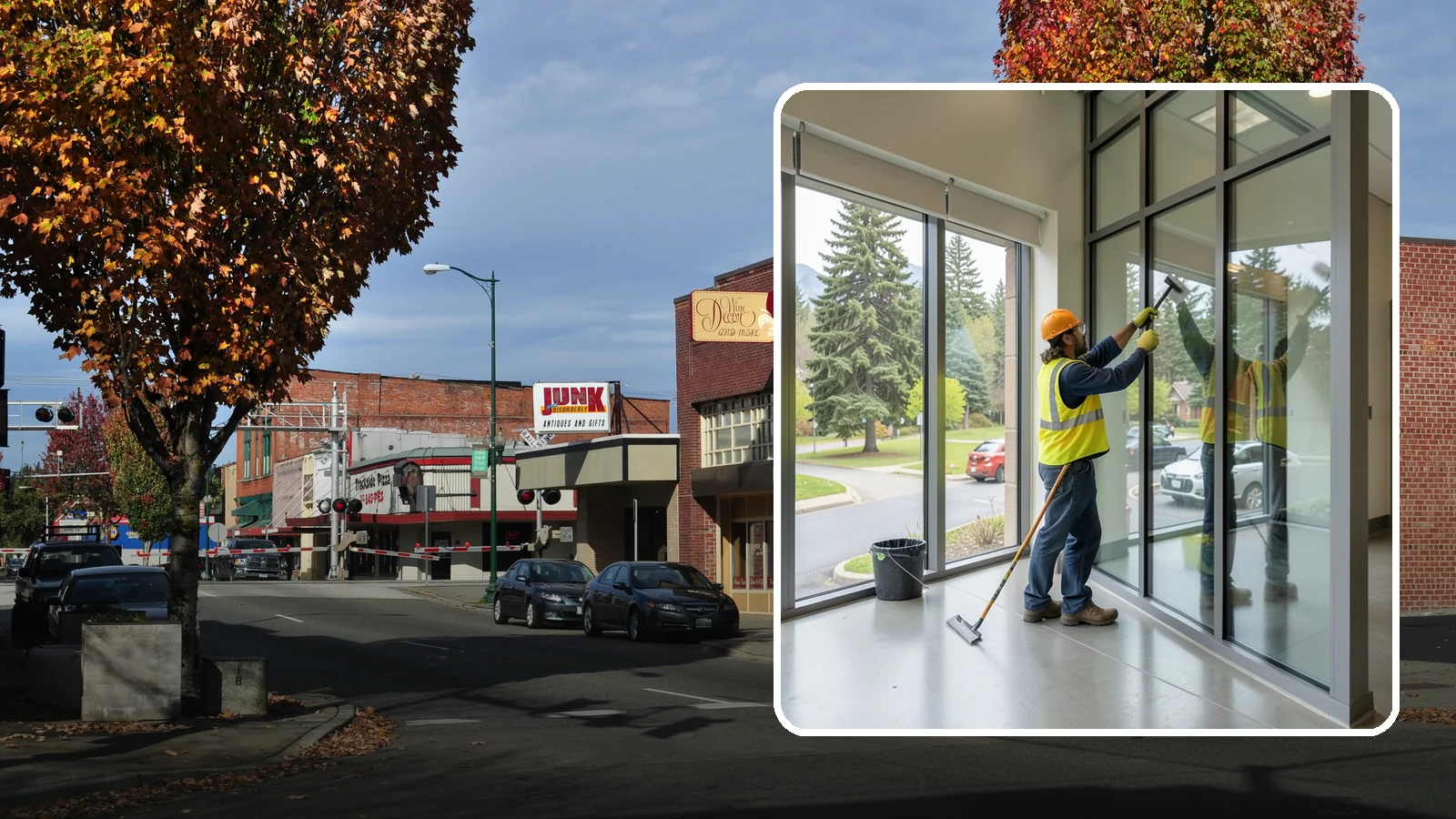 Window Cleaning in Puyallup, Pierce County, WA - Exterior window cleaning that maintains clear, presentable glass at public facilities.