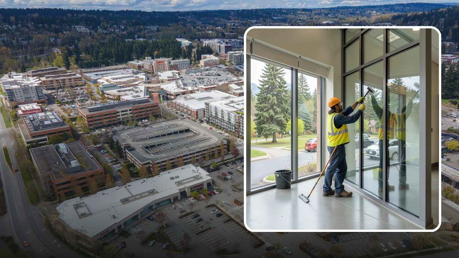 Window Cleaning in Redmond, King County, WA - Exterior window cleaning that maintains clear, presentable glass at public facilities.