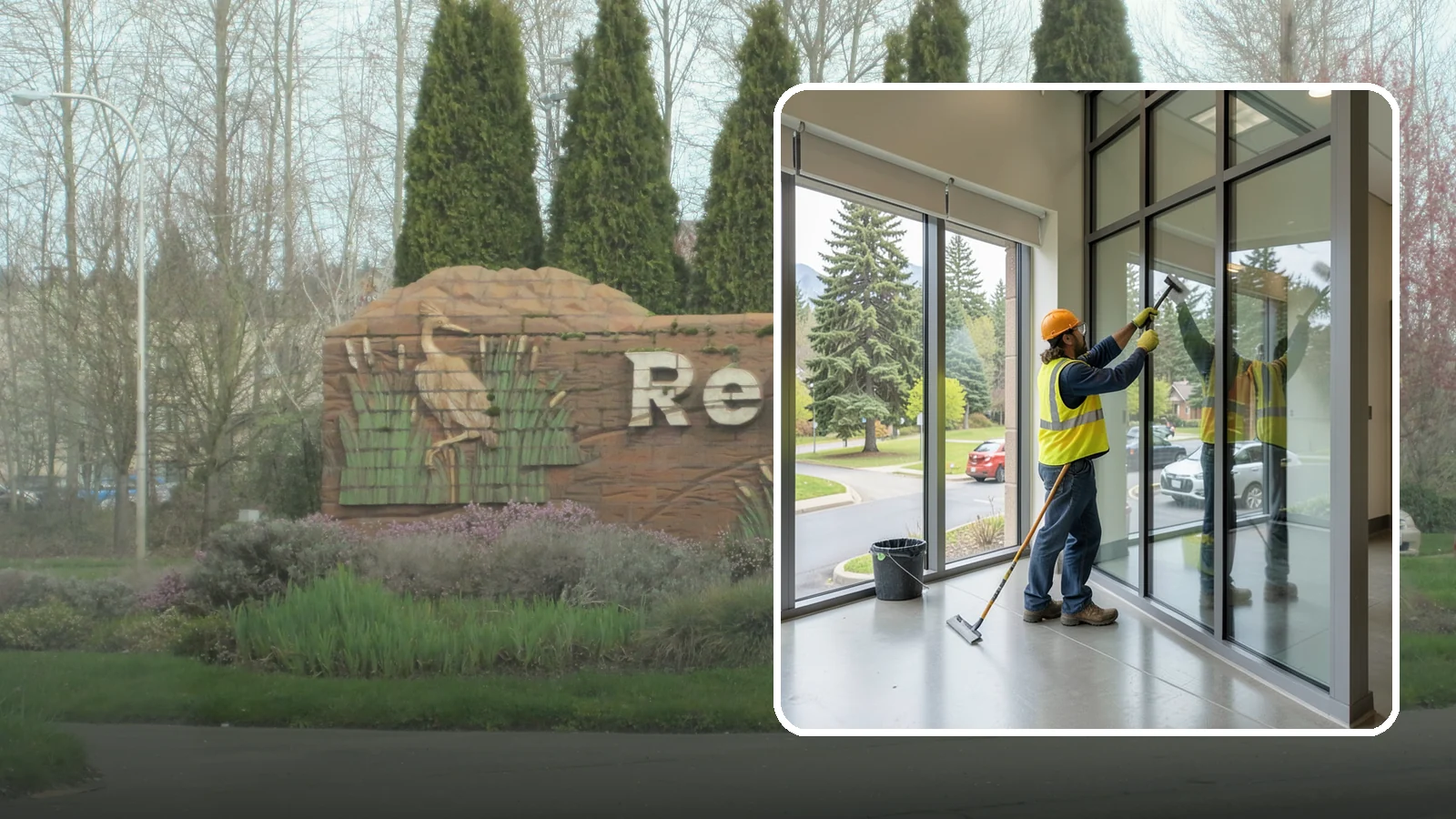 Window Cleaning in Renton, King County, WA - Exterior window cleaning that maintains clear, presentable glass at public facilities.