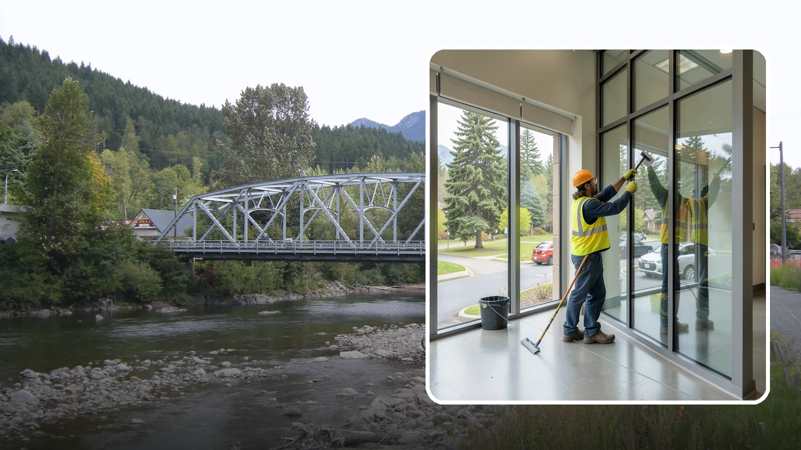 Window Cleaning in Skykomish, King County, WA - Exterior window cleaning that maintains clear, presentable glass at public facilities.