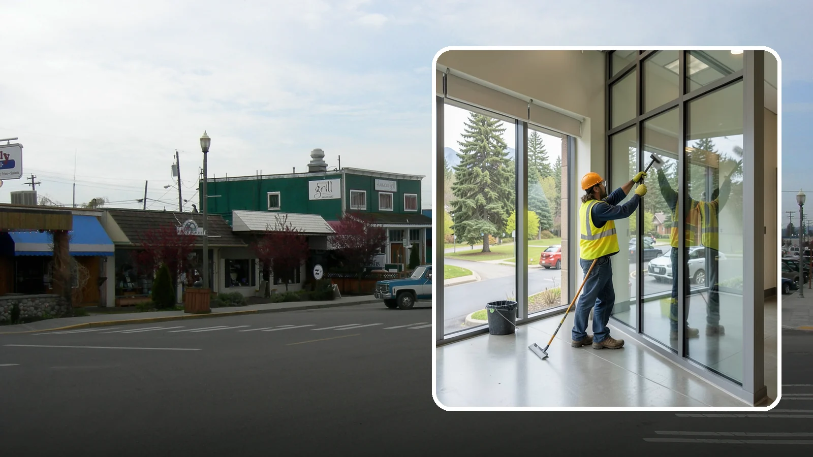 Window Cleaning in Stanwood, Snohomish County, WA - Exterior window cleaning that maintains clear, presentable glass at public facilities.