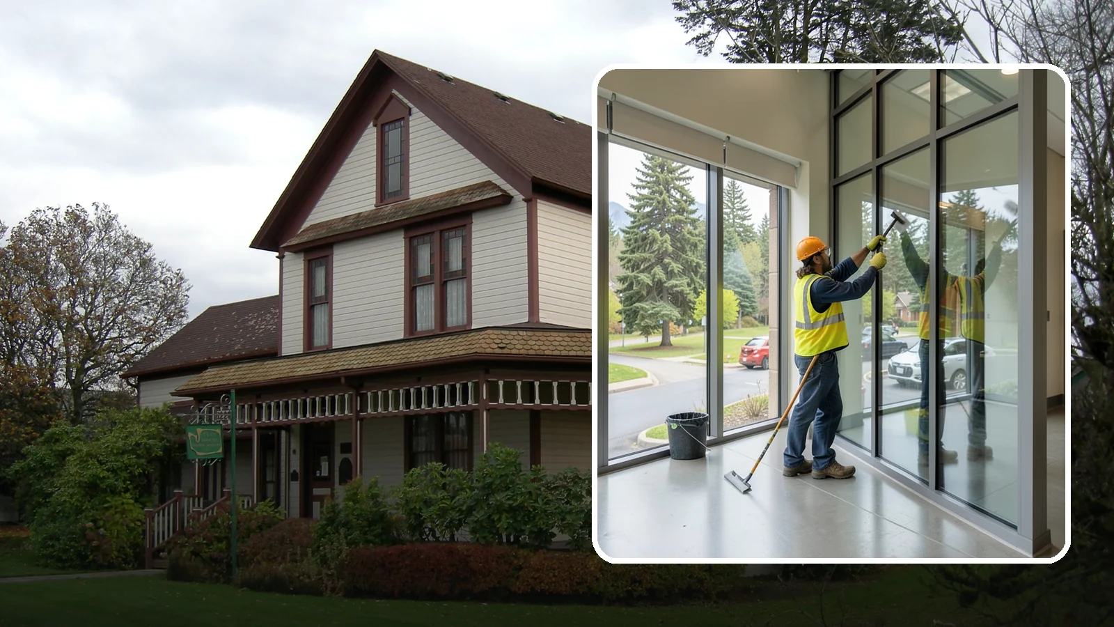 Window Cleaning in Sumner, Pierce County, WA - Exterior window cleaning that maintains clear, presentable glass at public facilities.