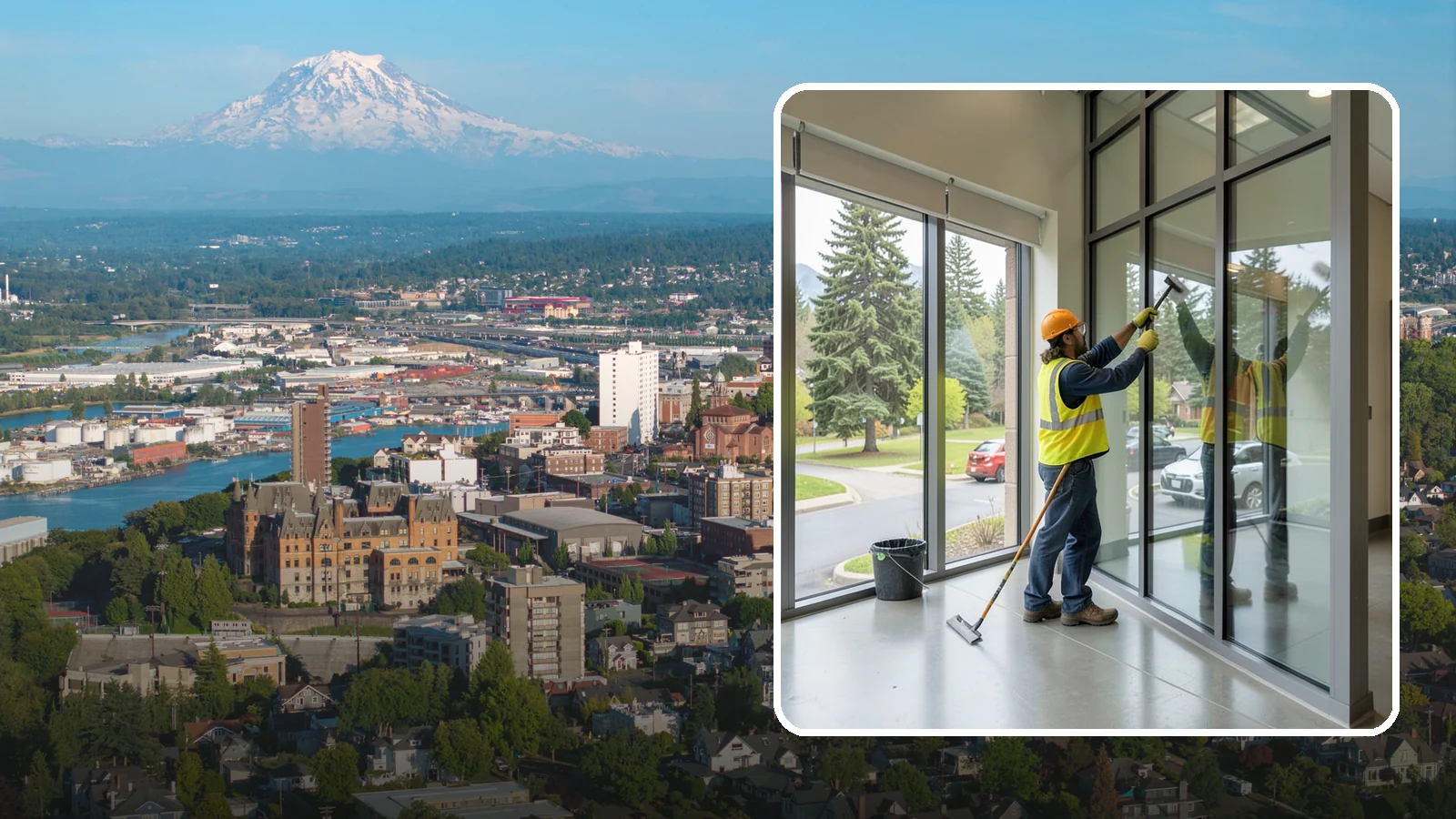 Window Cleaning in Tacoma, Pierce County, WA - Exterior window cleaning that maintains clear, presentable glass at public facilities.