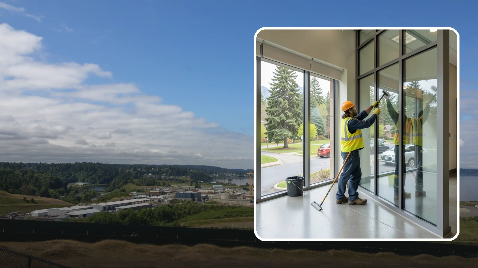 Window Cleaning in University Place, Pierce County, WA - Exterior window cleaning that maintains clear, presentable glass at public facilities.