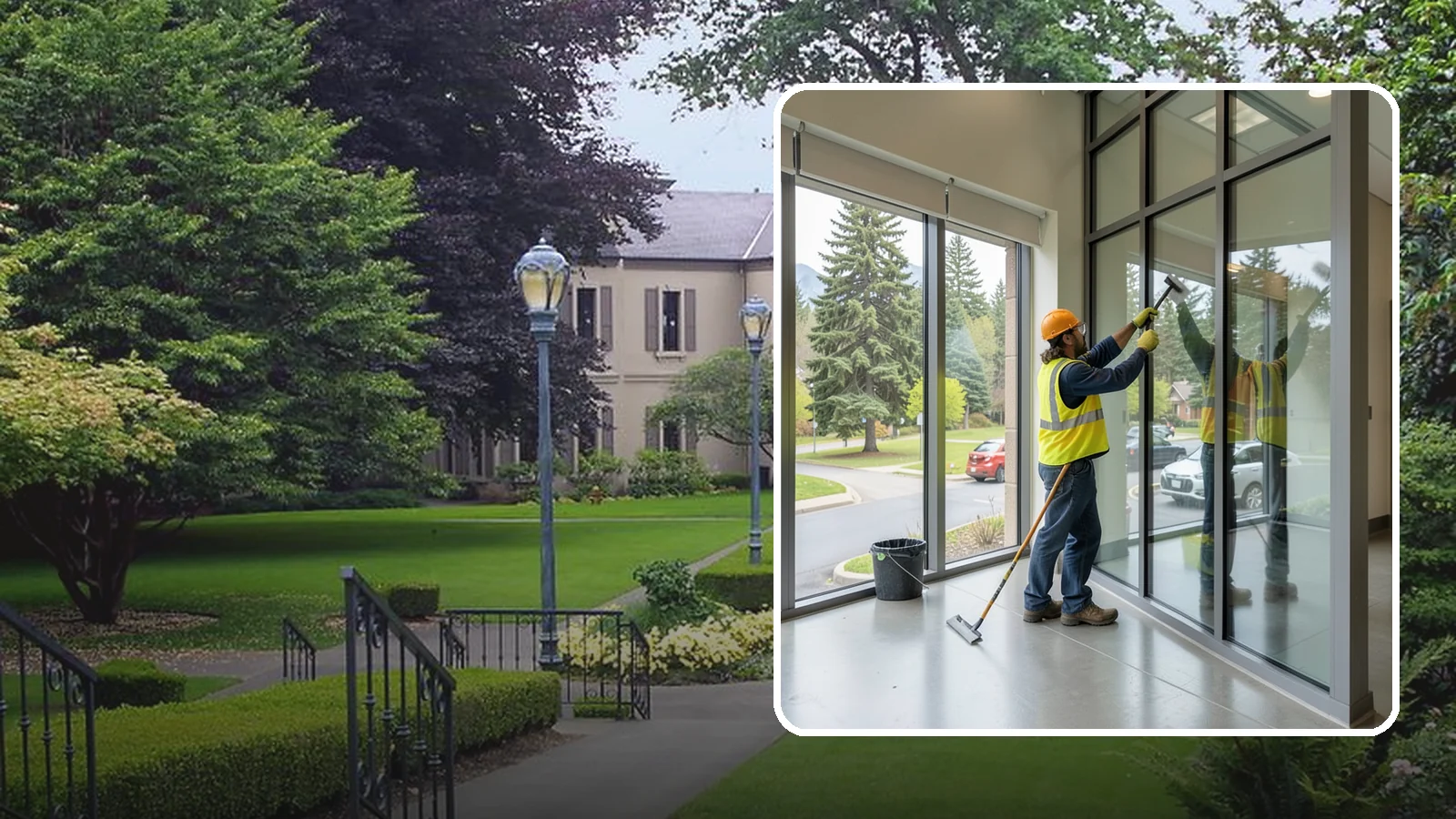 Window Cleaning in Woodinville, King County, WA - Exterior window cleaning that maintains clear, presentable glass at public facilities.