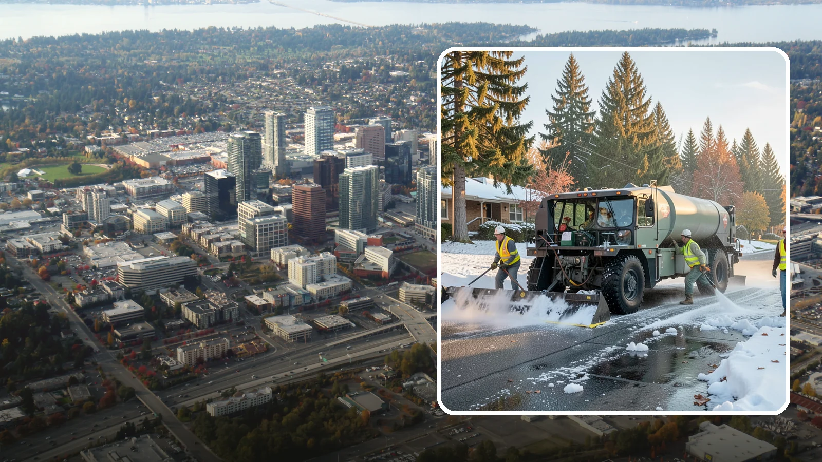 Winter Storm Response in Bellevue, King County, WA - Coordinated, full-scope winter storm response combining plowing, deicing, sanding, and cleanup under one plan.
