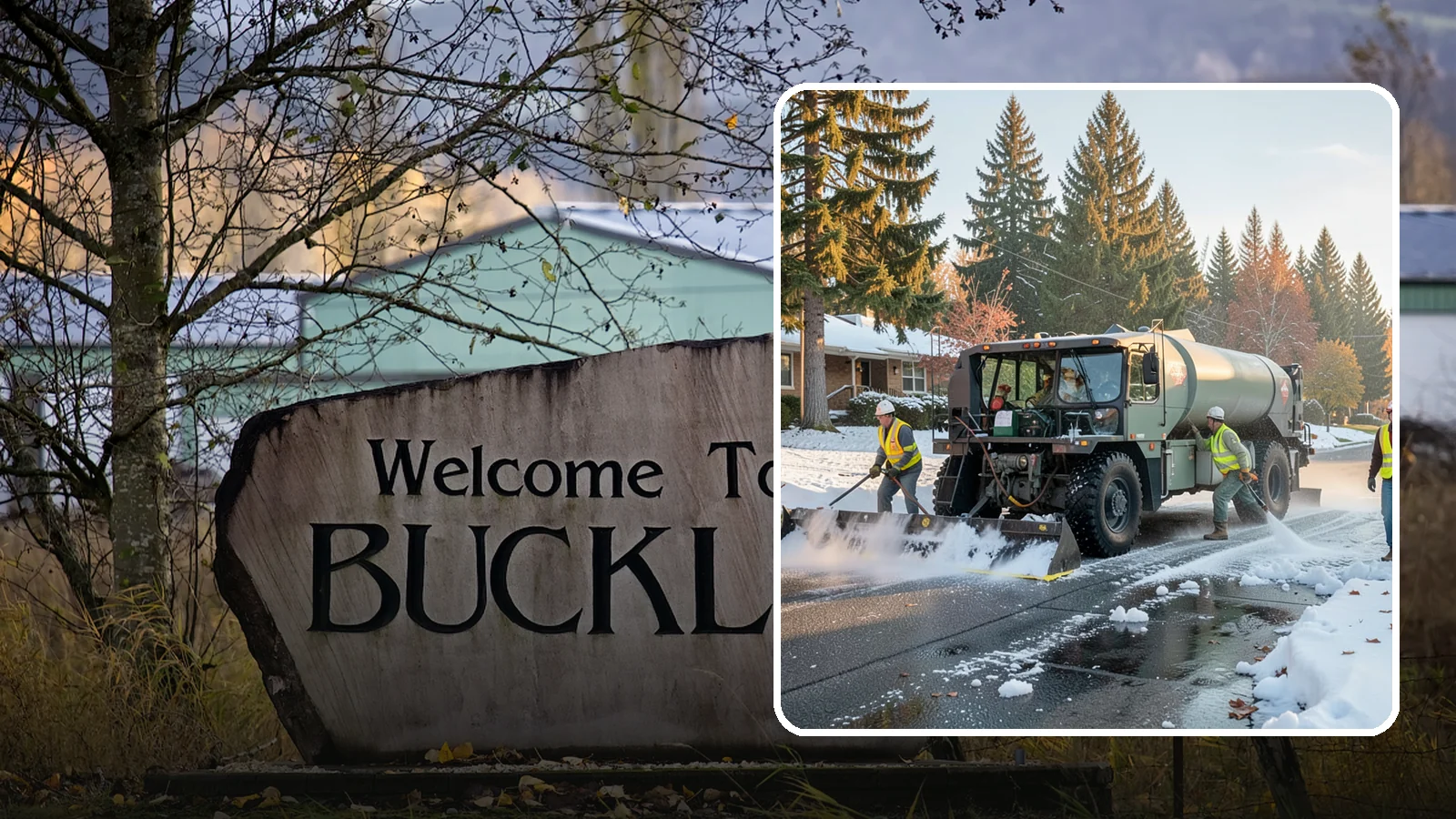 Winter Storm Response in Buckley, Pierce County, WA - Coordinated, full-scope winter storm response combining plowing, deicing, sanding, and cleanup under one plan.