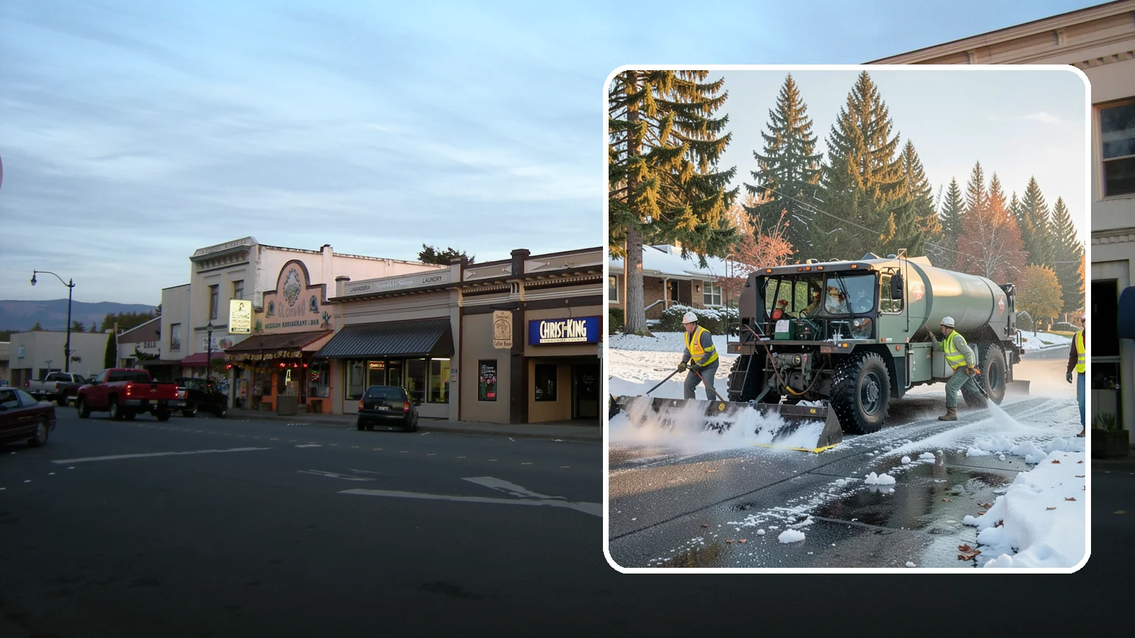 Winter Storm Response in Burlington, Skagit County, WA - Coordinated, full-scope winter storm response combining plowing, deicing, sanding, and cleanup under one plan.