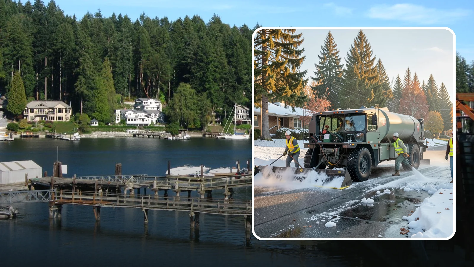 Winter Storm Response in Gig Harbor, Pierce County, WA - Coordinated, full-scope winter storm response combining plowing, deicing, sanding, and cleanup under one plan.
