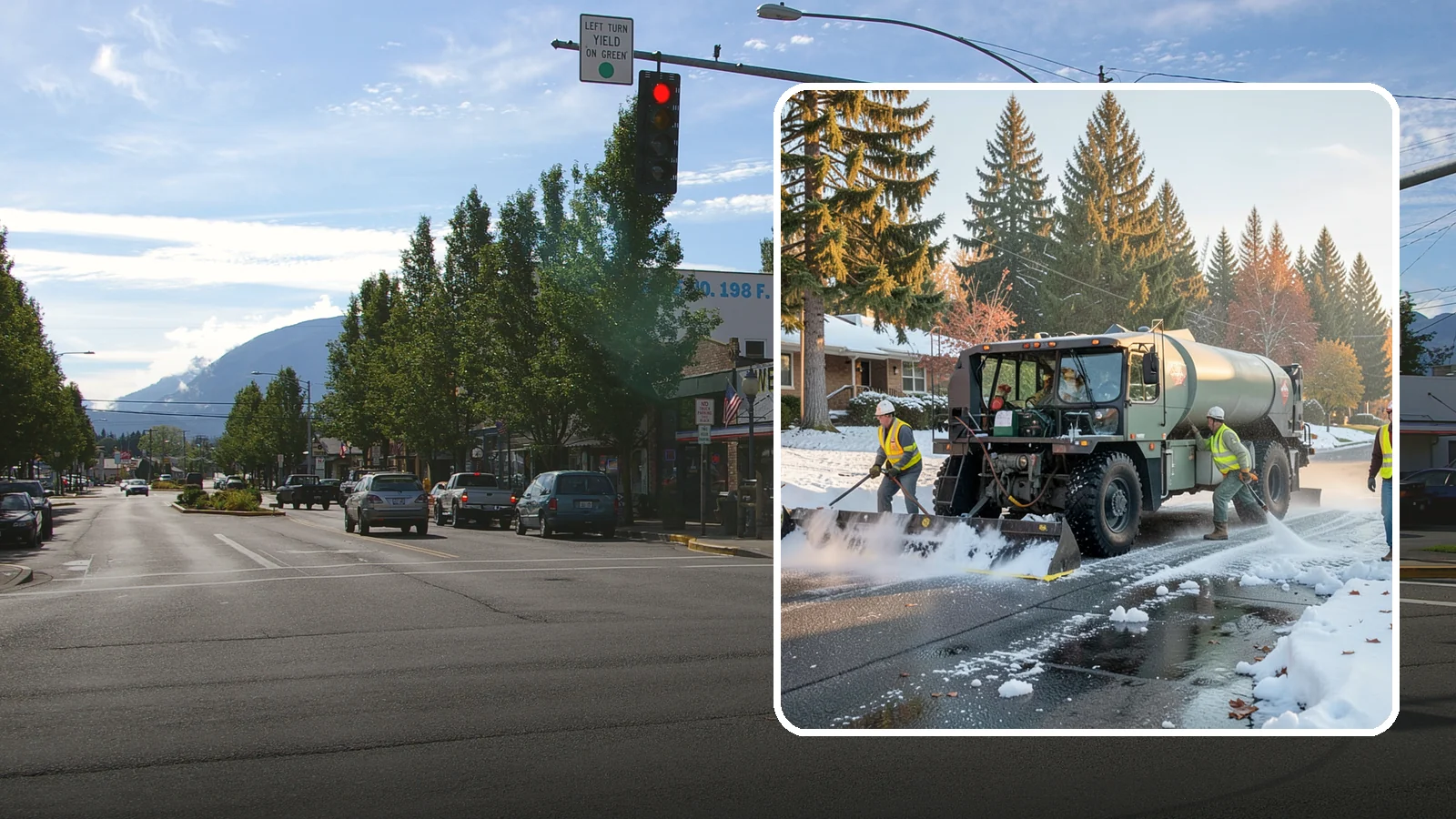 Winter Storm Response in North Bend, King County, WA - Coordinated, full-scope winter storm response combining plowing, deicing, sanding, and cleanup under one plan.